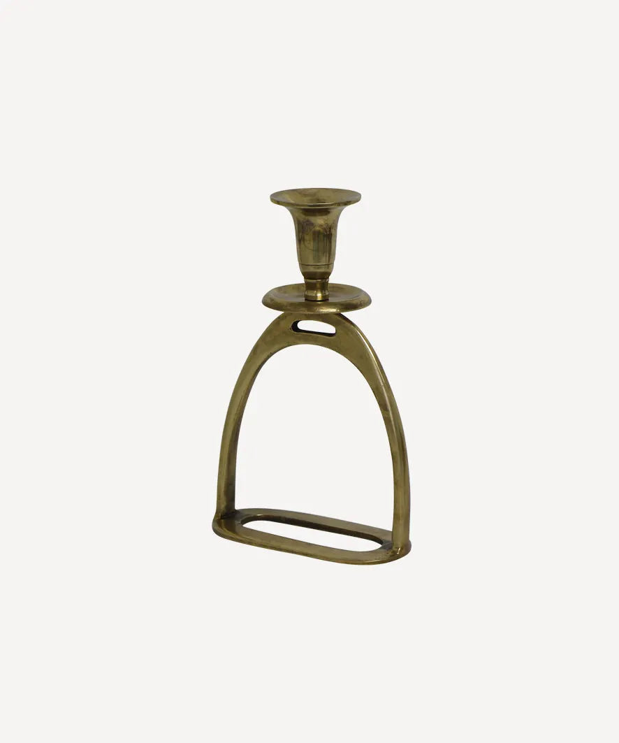 Brass stirrup candle holder