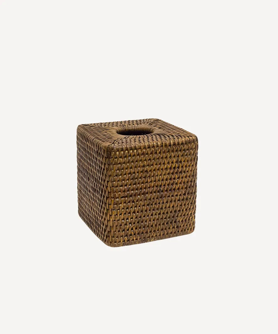 Rattan Square Tissue Box Tobacco