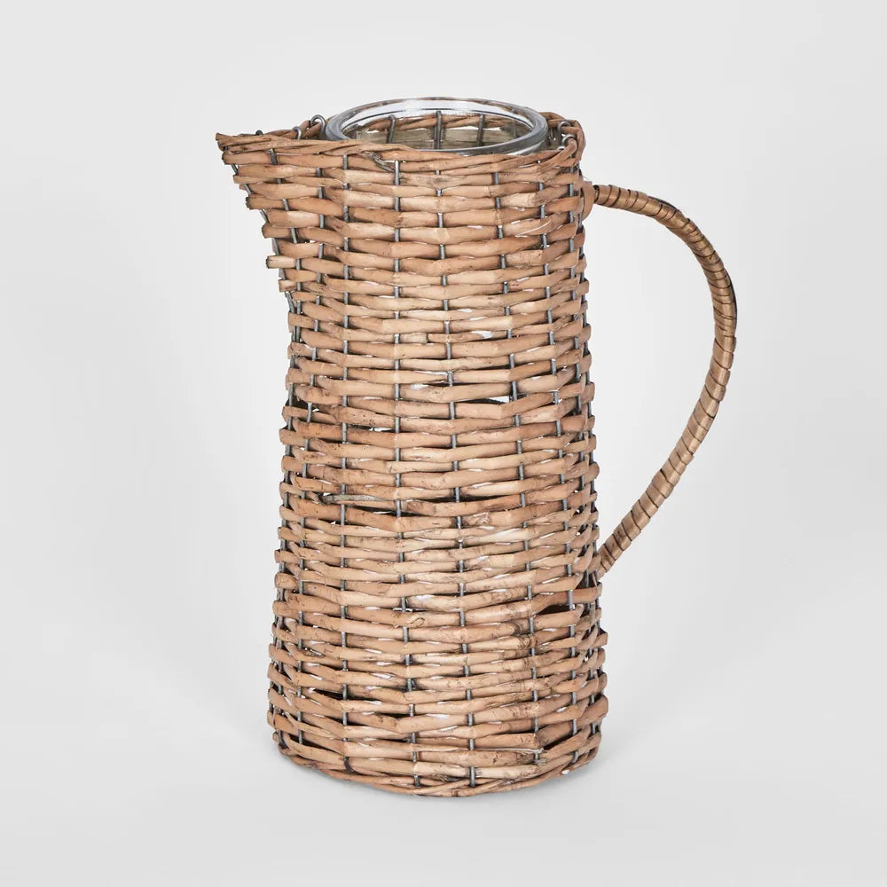 Rattan Jug With Glass Insert Large