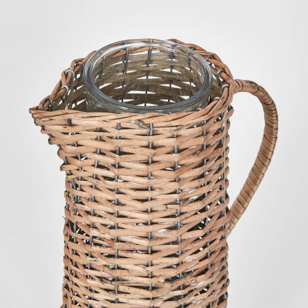 Rattan Jug With Glass Insert L