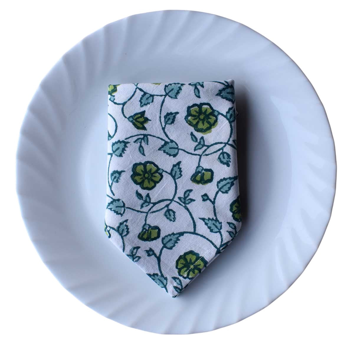 Napkin Block Print Kali Floral Green Set/4