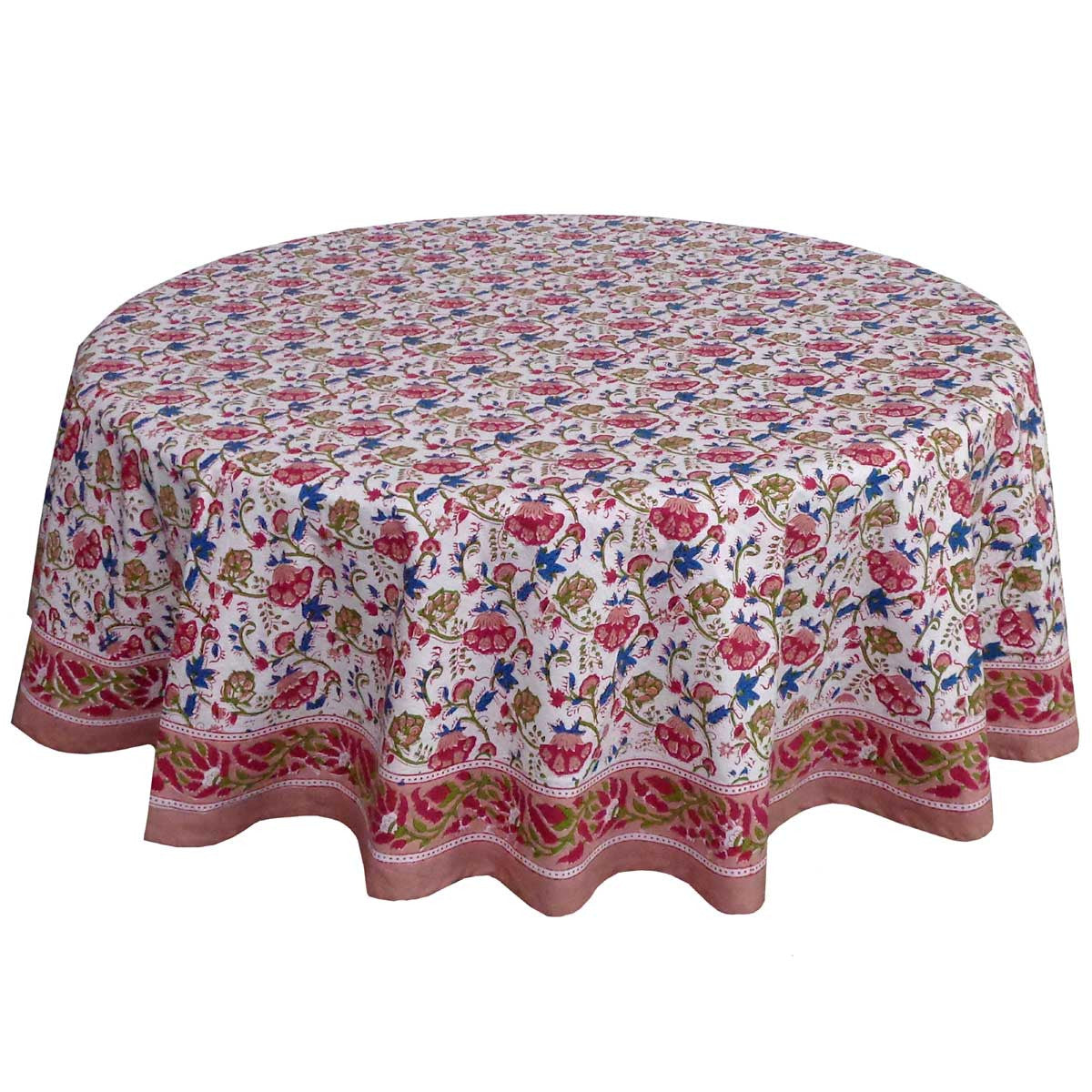 Block Print Round Table Cloth Genda Bale 150cm