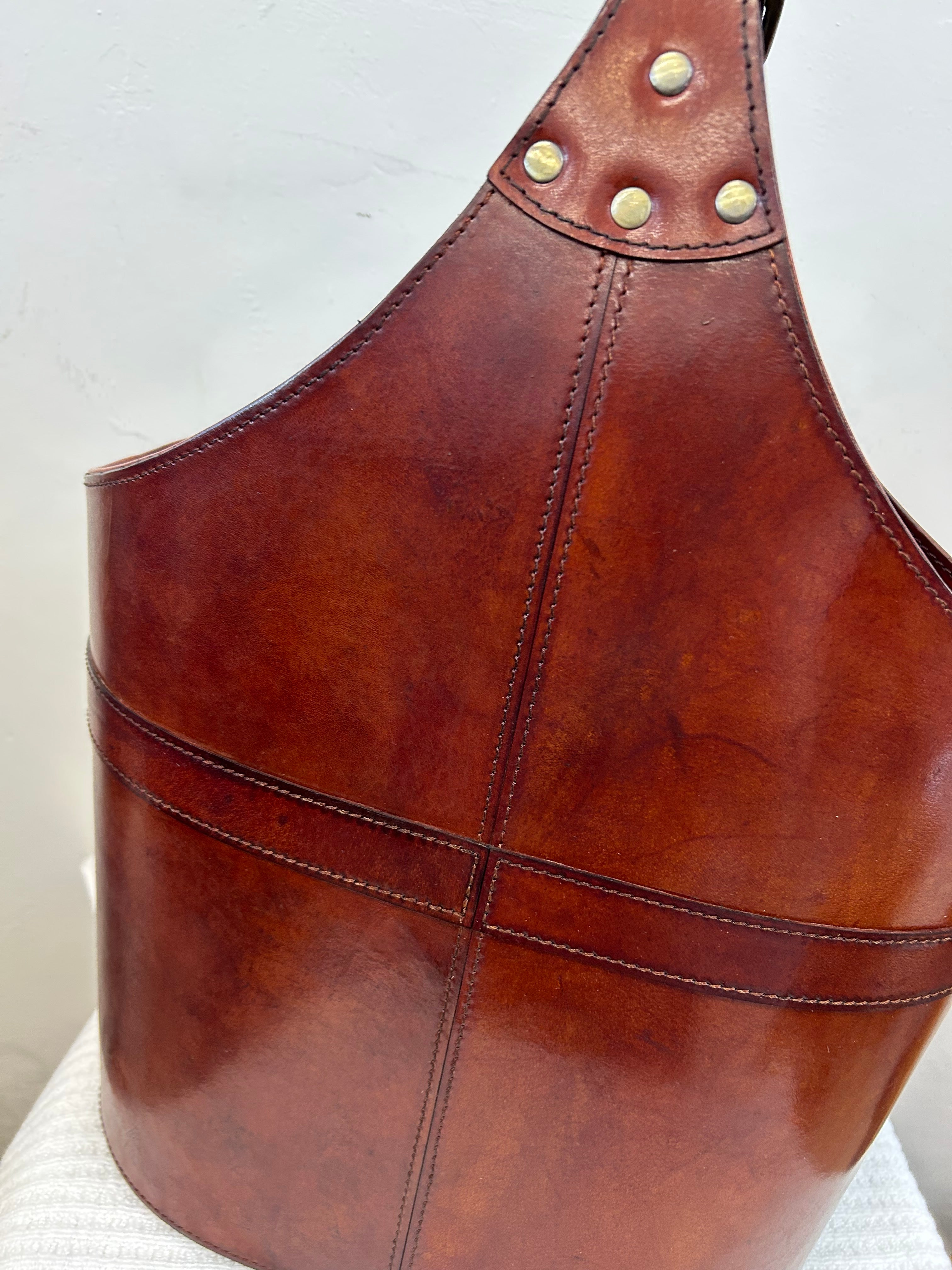 Tan Leather Magazine Holder