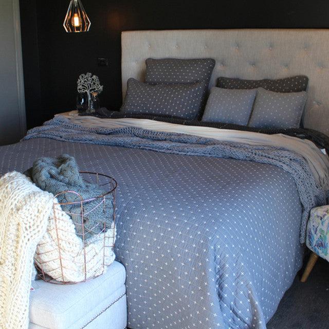 Cross Light Blue Quilt Bedspread Set 260x280 K/SK