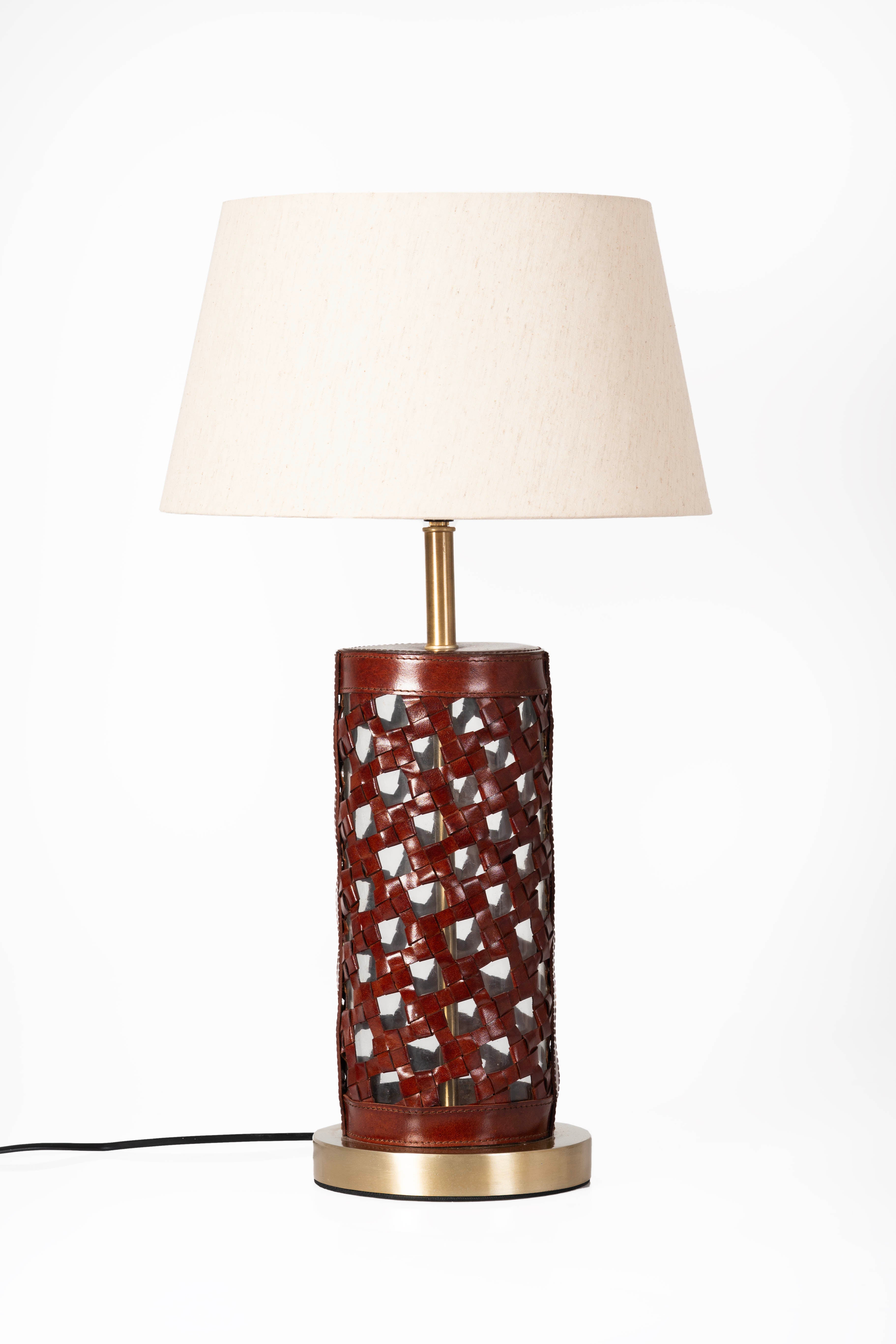 Ralph Leather & Glass Cylinder Lamp