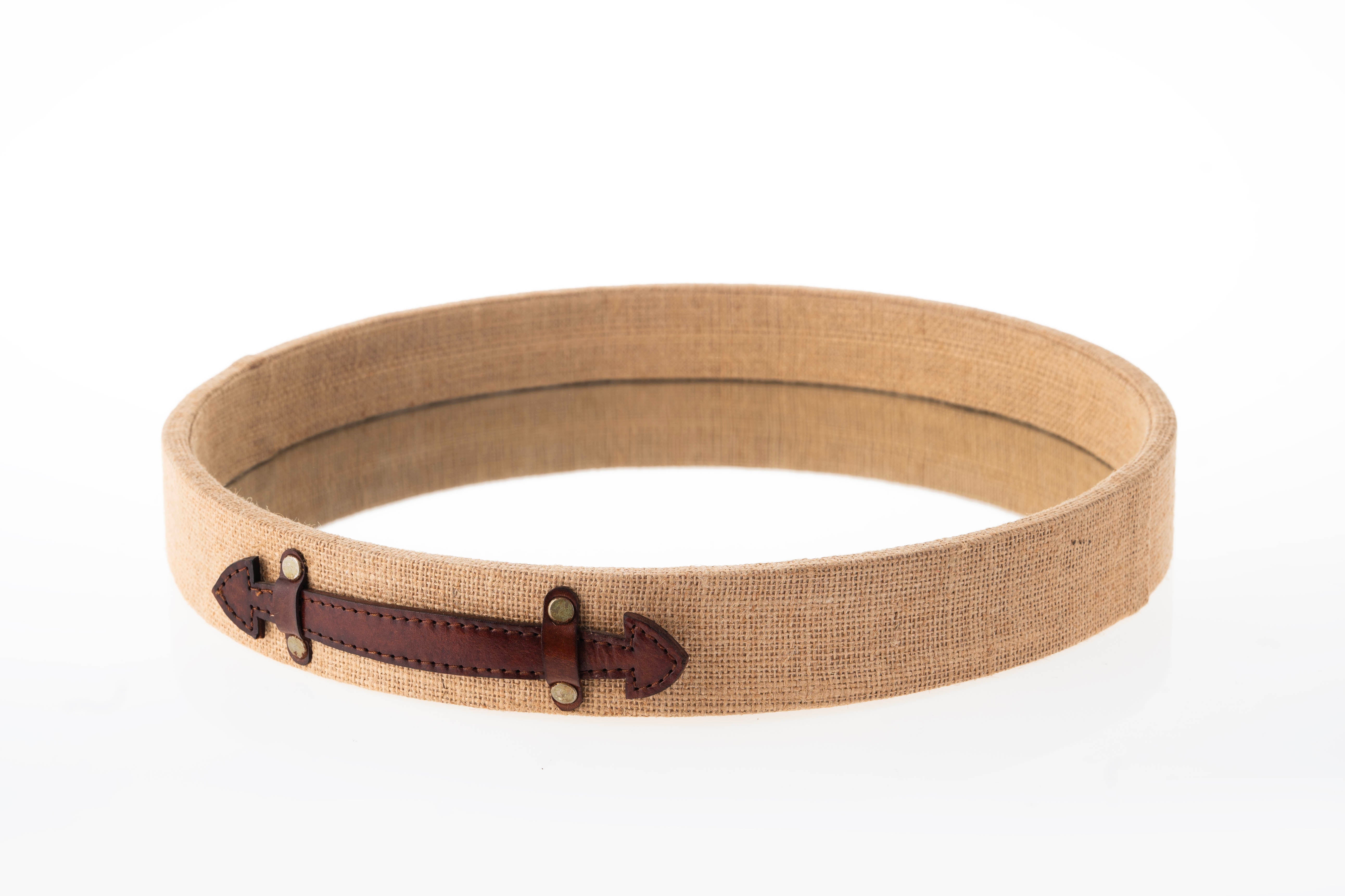 Round jute mirrored tray 41cm