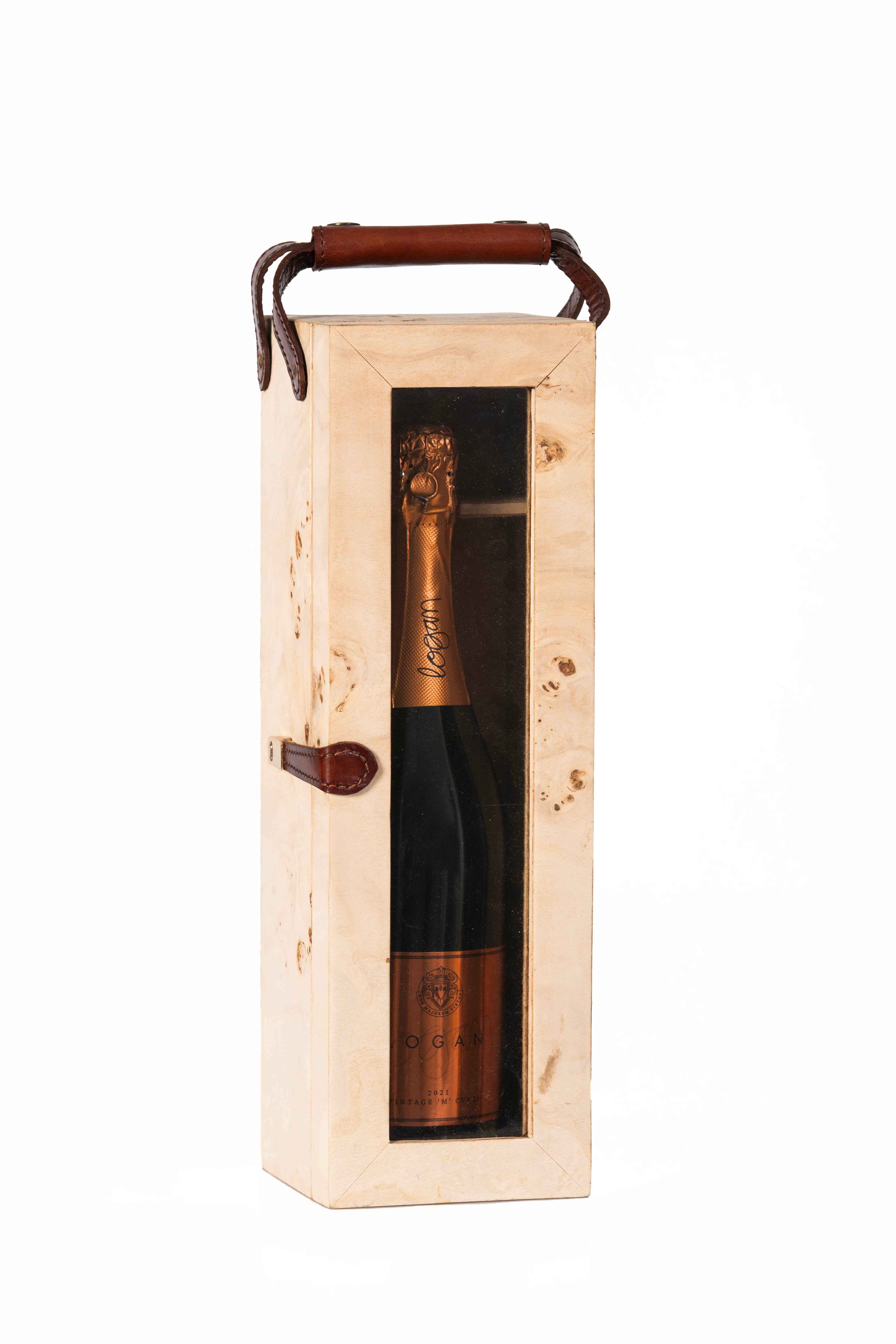 Burl & Leather Wine Holder