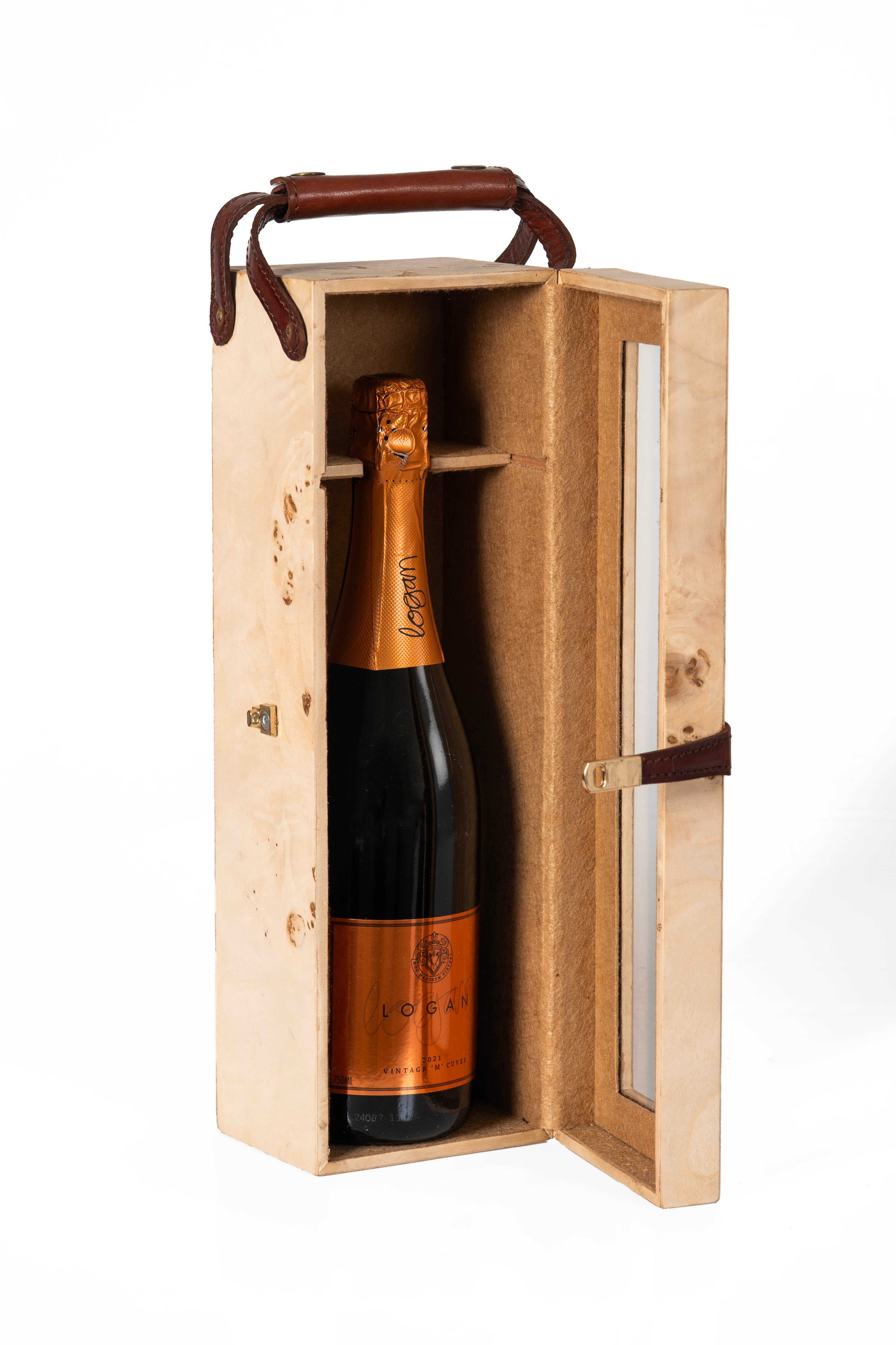 Burl & Leather Wine Holder