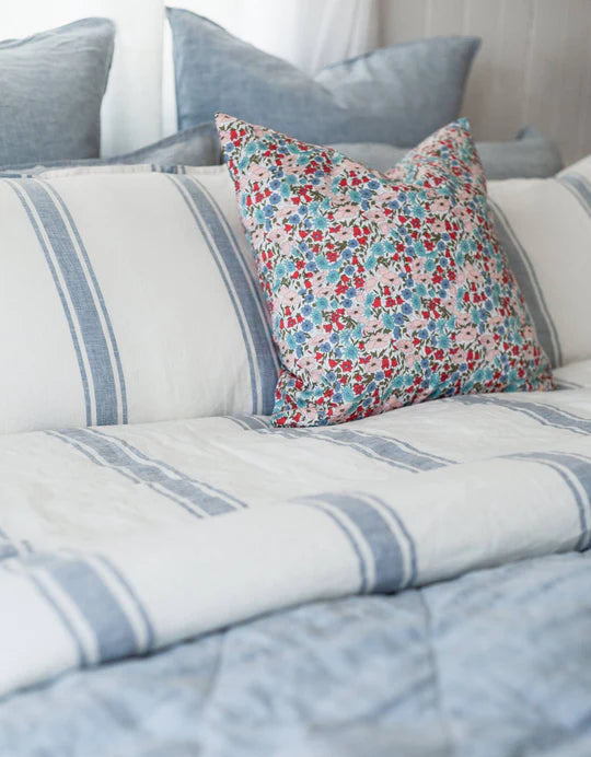 Salt Living Linen King Sheet Set - French Blue Ticking Stripe