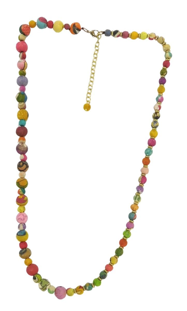Fabric Bead Necklace - Multi