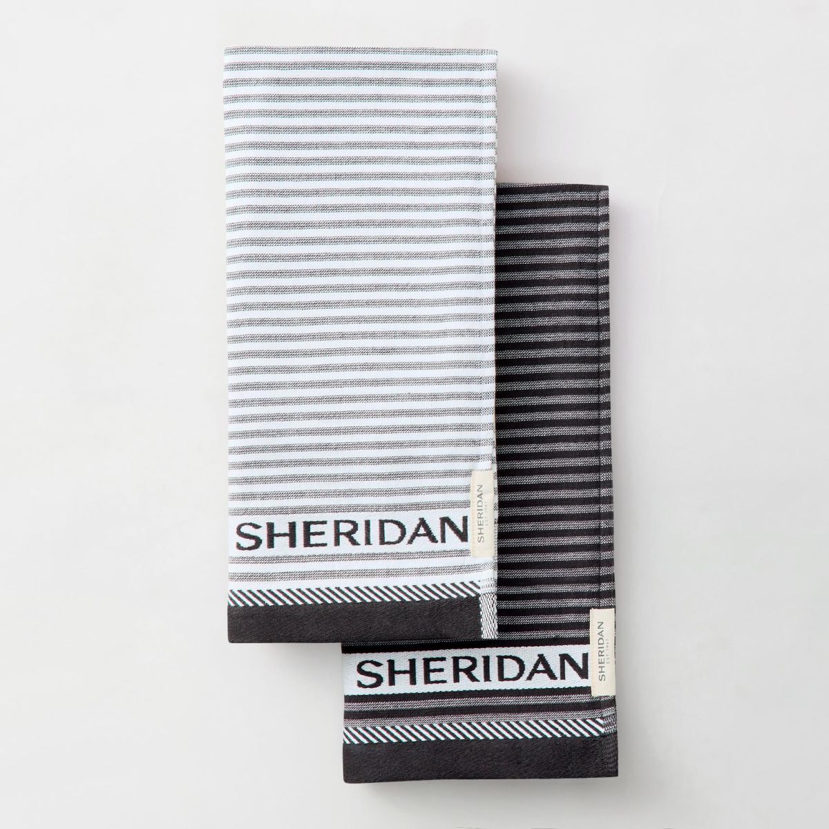 Sheridan Vita Tea Towel Carbon Set of 2
