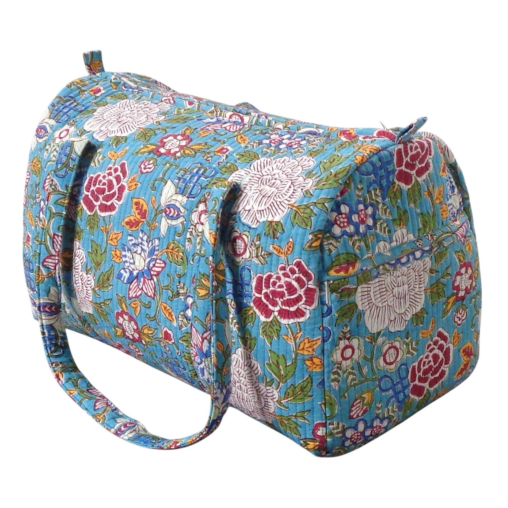 Weekender Bag Floral Canvas Blue Jade