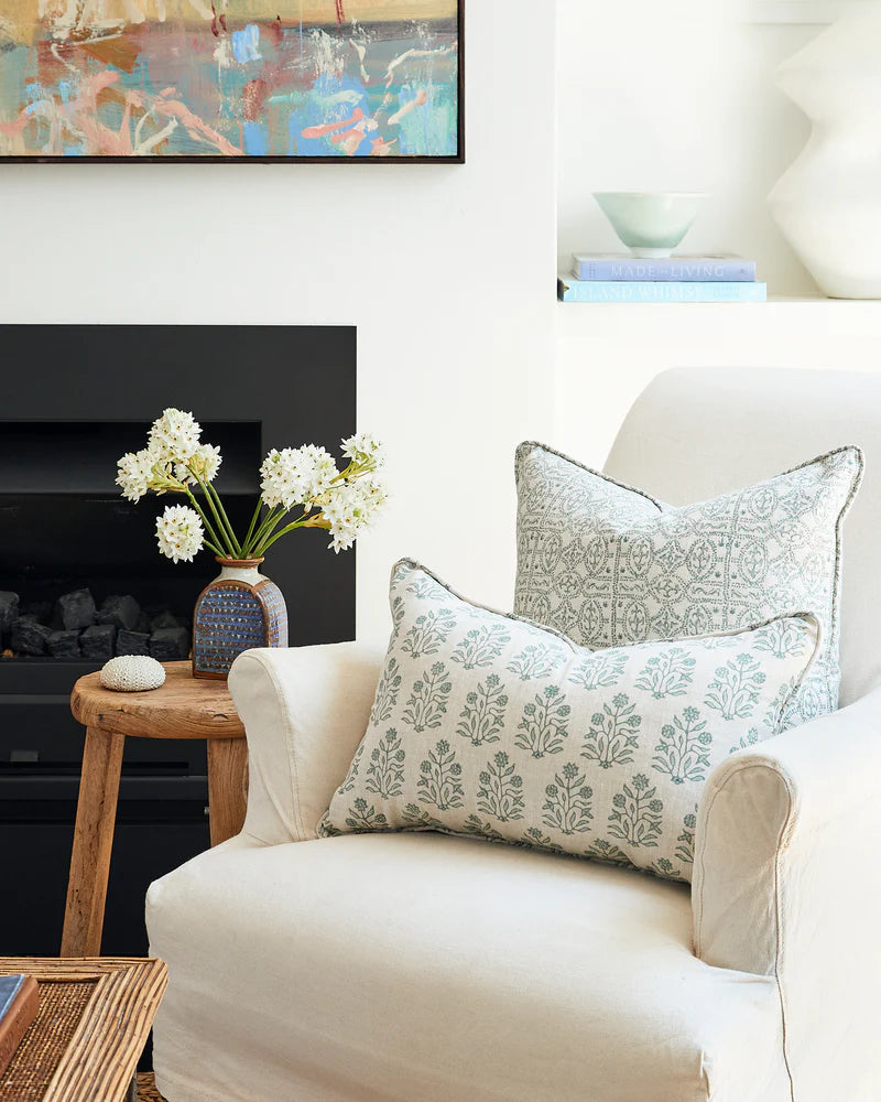 Palermo Celadon linen cushion 50x50cm