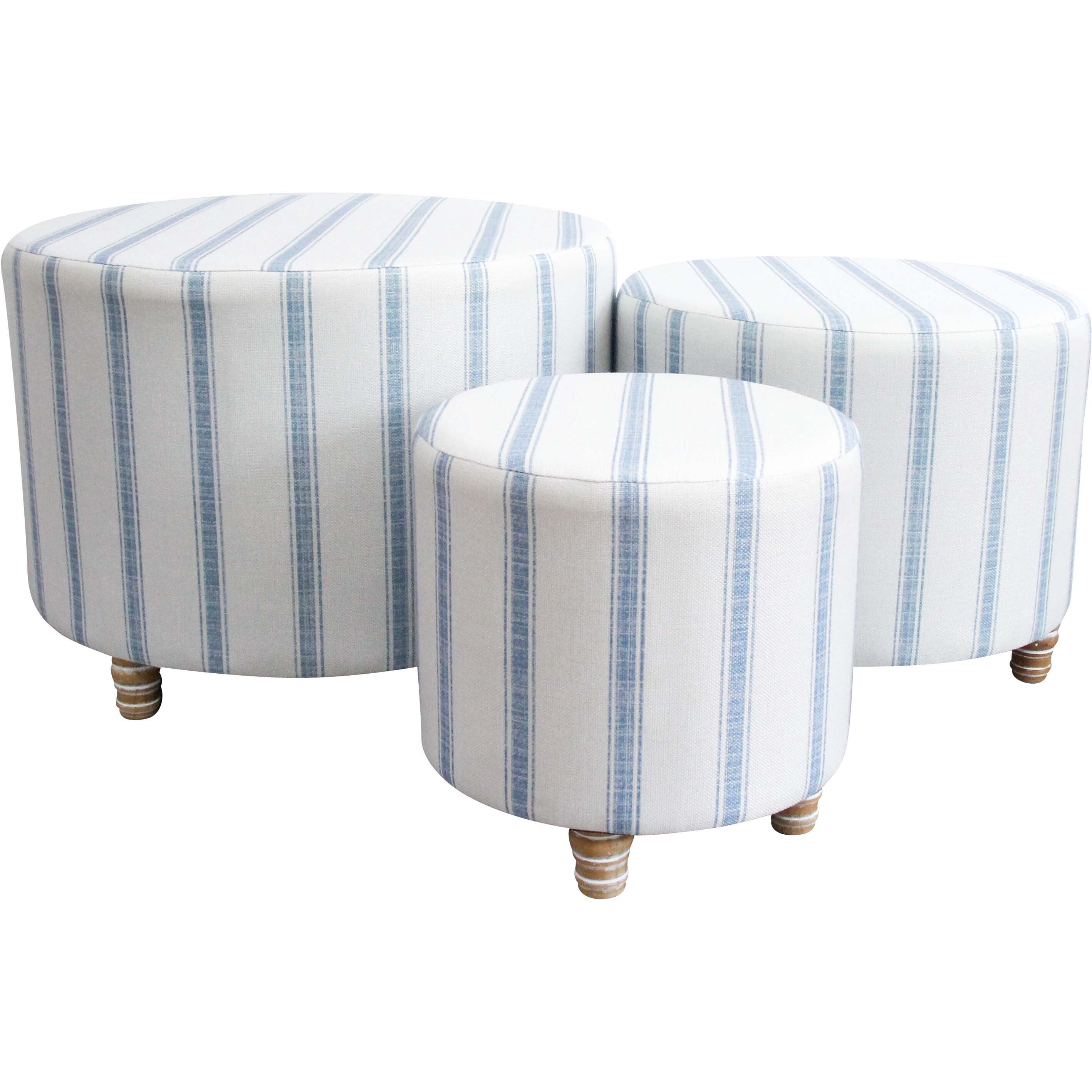 Ottoman - Hampton Stripe Round