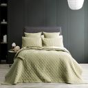 French Linen Quilted Bed Coverlet Set Jade Queen/King