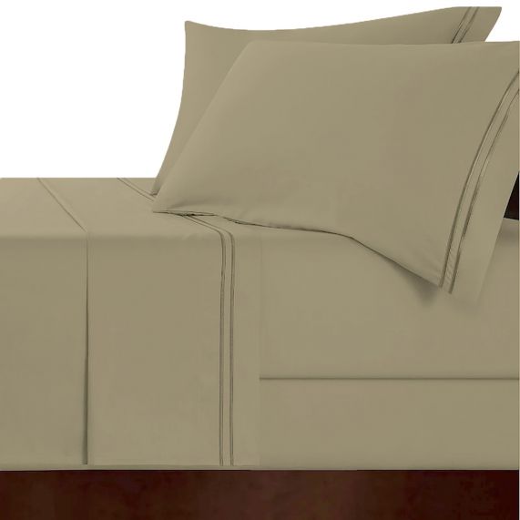 Taupe Queen Taylor Embroidered 1000TC Cotton Sheet Set