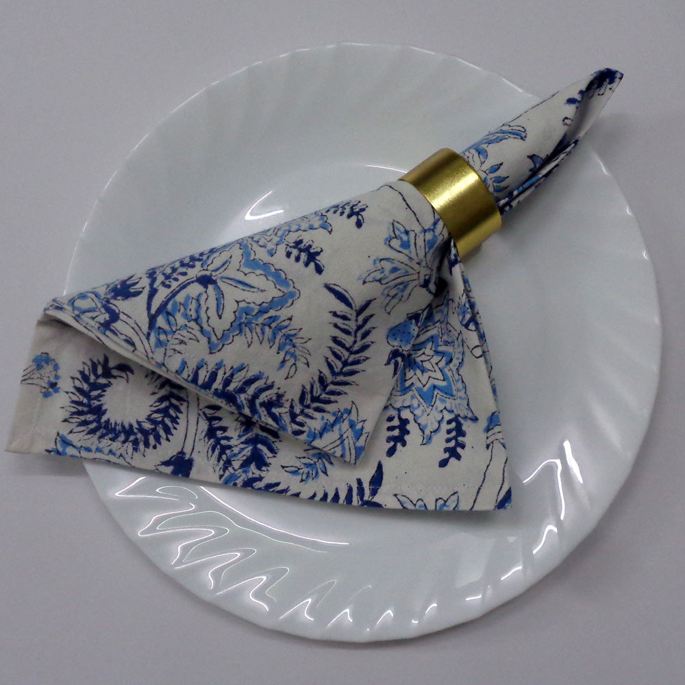 Napkin Block Print Bela Palace Blue (Set/4)