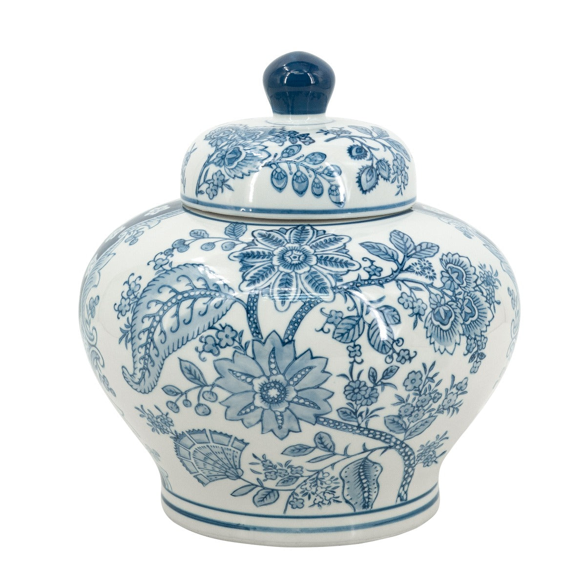 Porcelain Floral Blue And White Jar