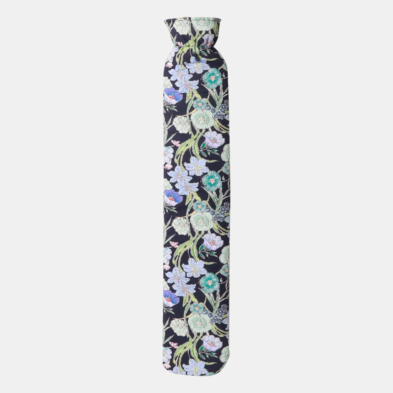 Floral-patterned bottle on a white background