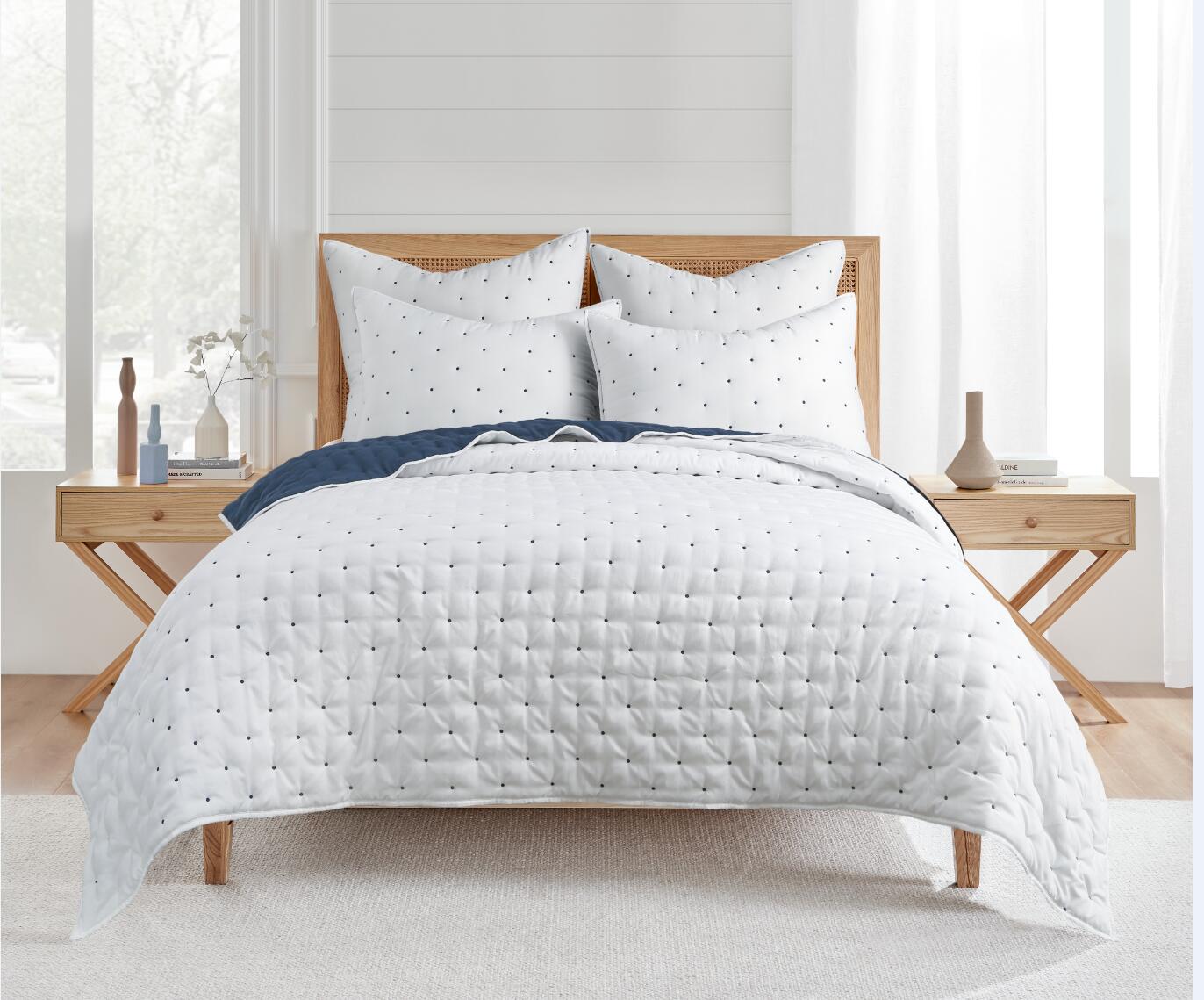 Swiss Blue Dots Coverlet Set Super King