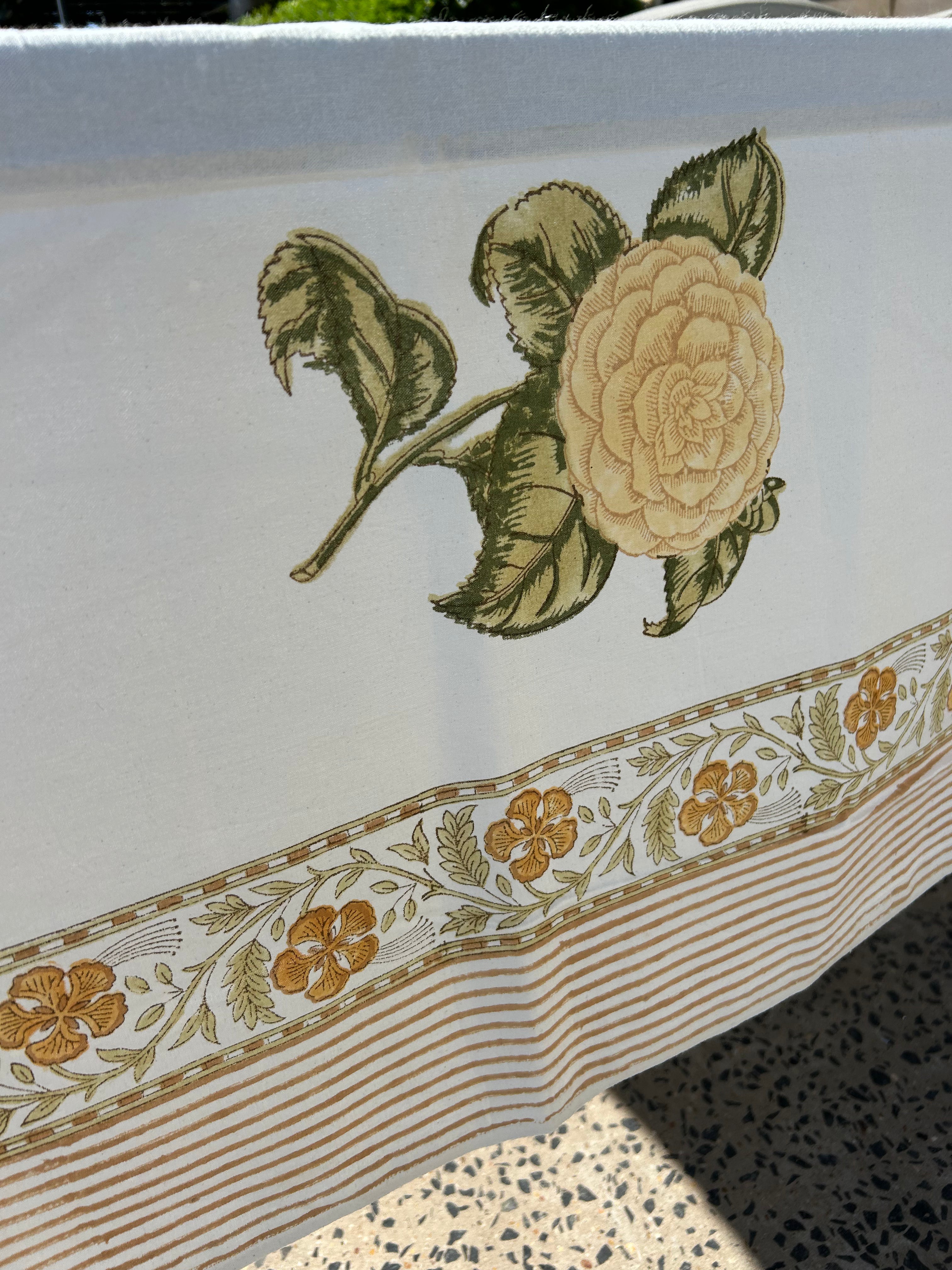 Block Printed Table Cloth 150 x 220cm Rosie