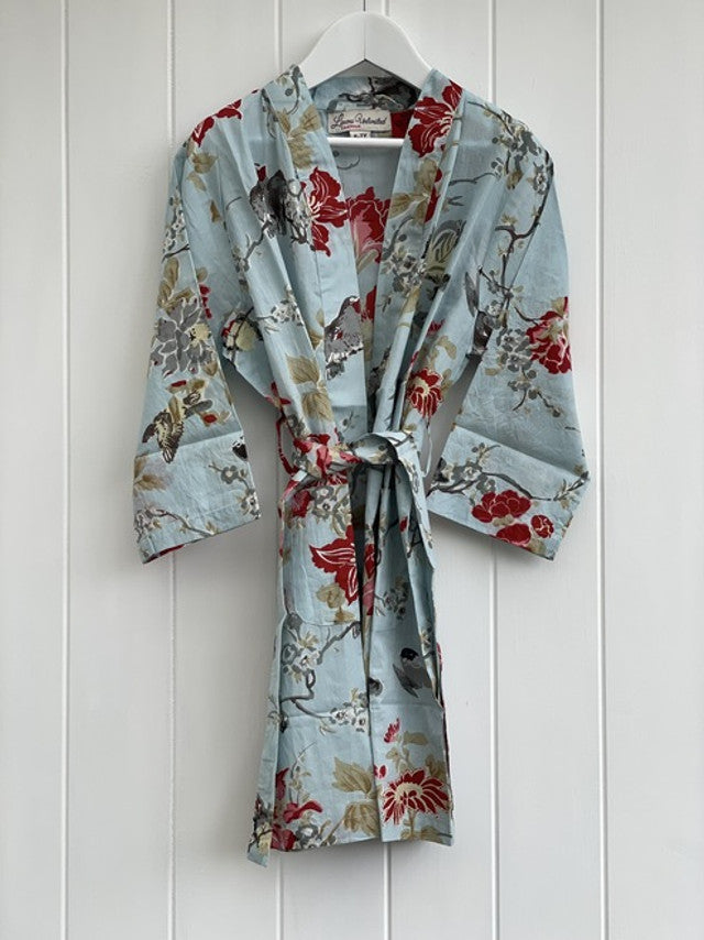 Bulbul Bird Powder Blue Girls Kimono