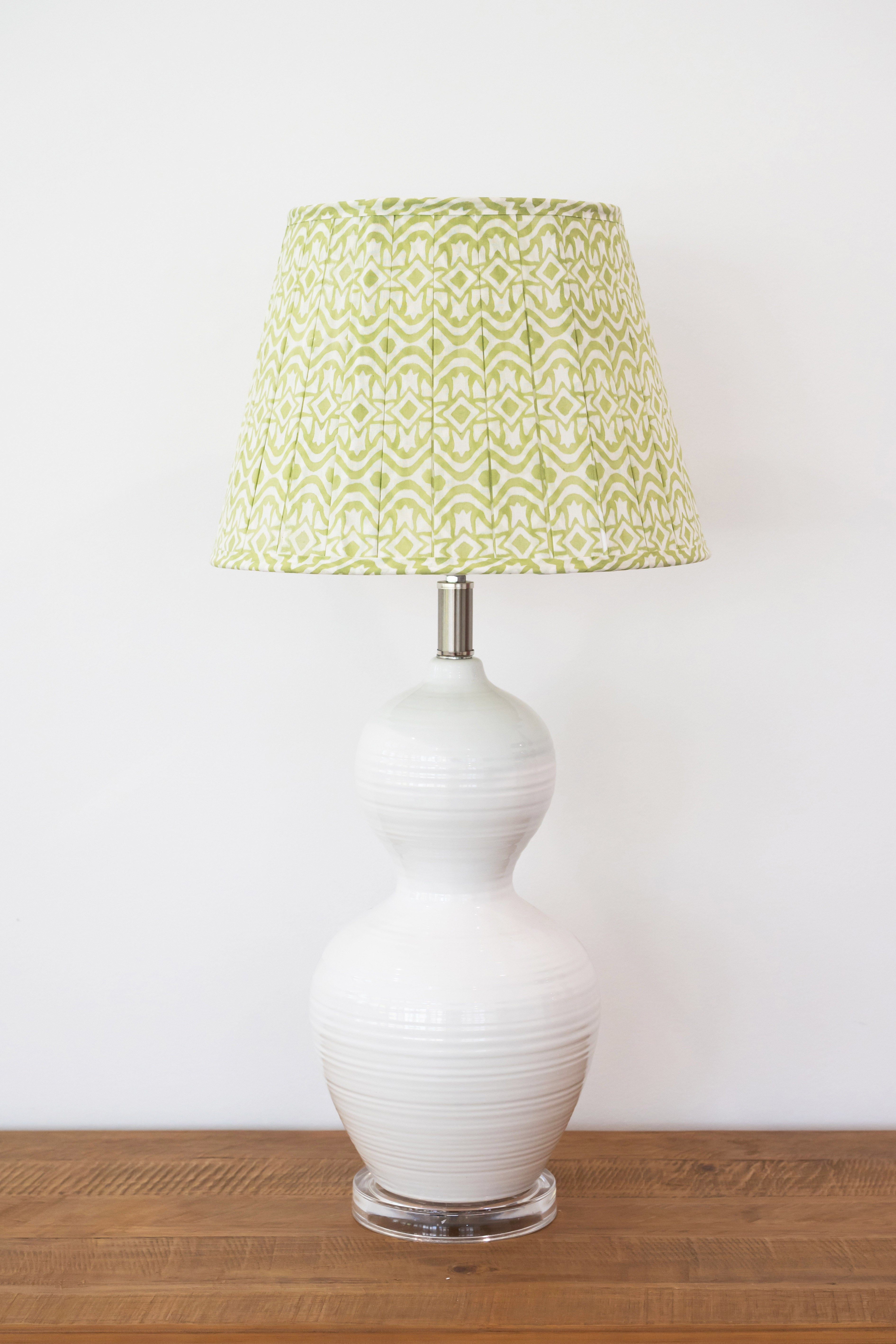 Lamp Shade Block Print Geo Grass Green