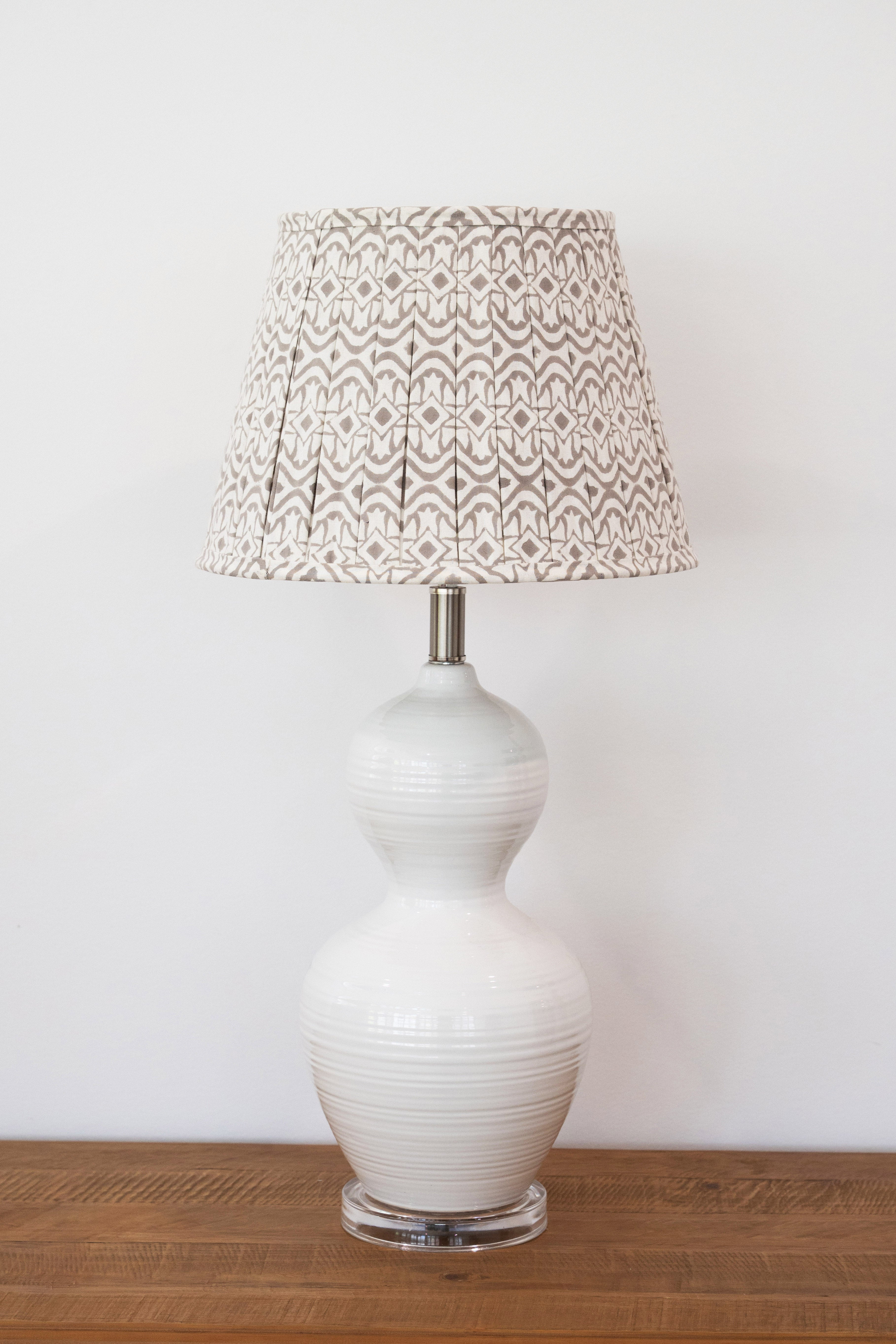 Lamp Shade Block Print Geo Grey