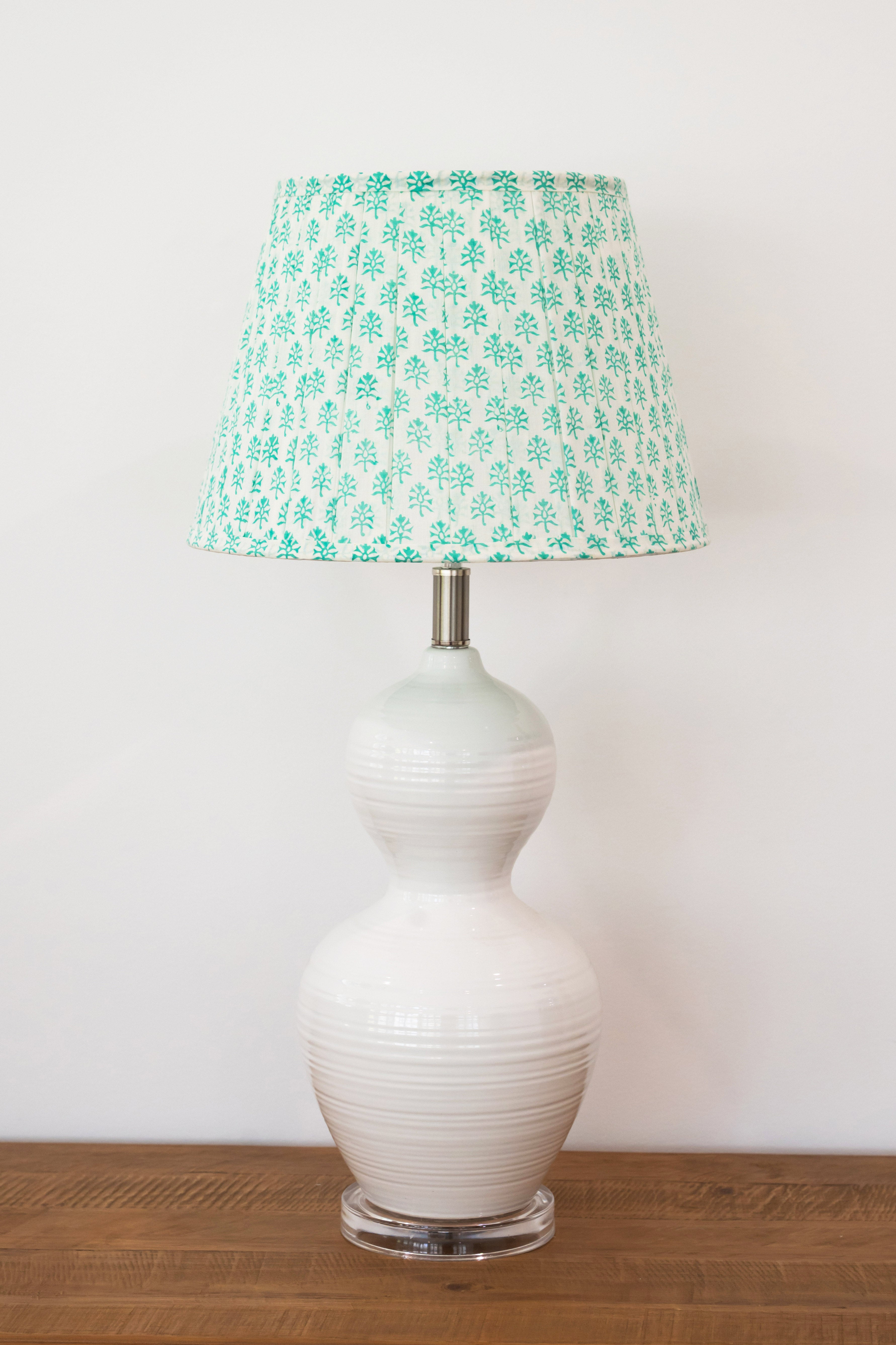 Lamp Shade Block Print Turquoise