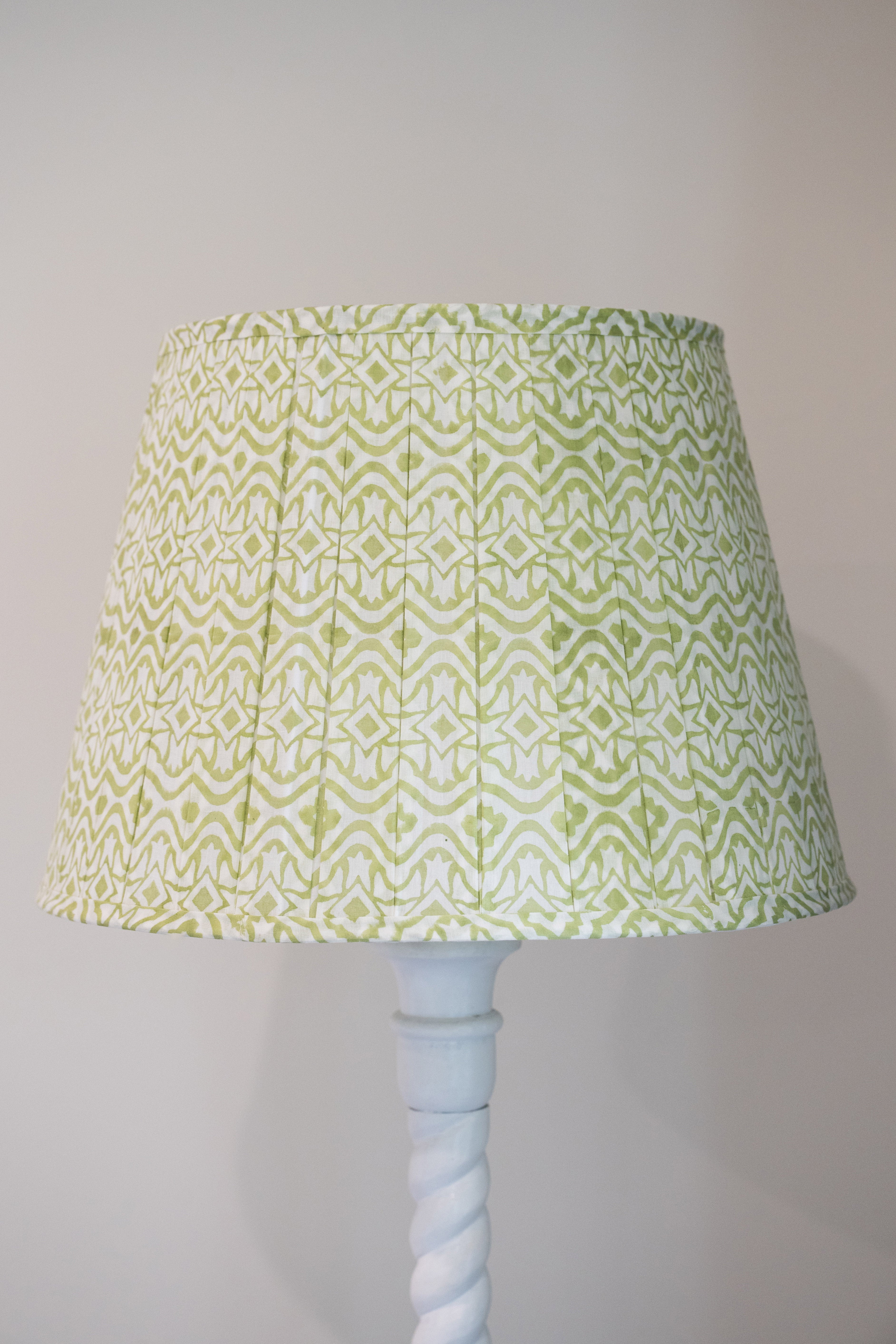 Lamp Shade Block Print Geo Grass Green