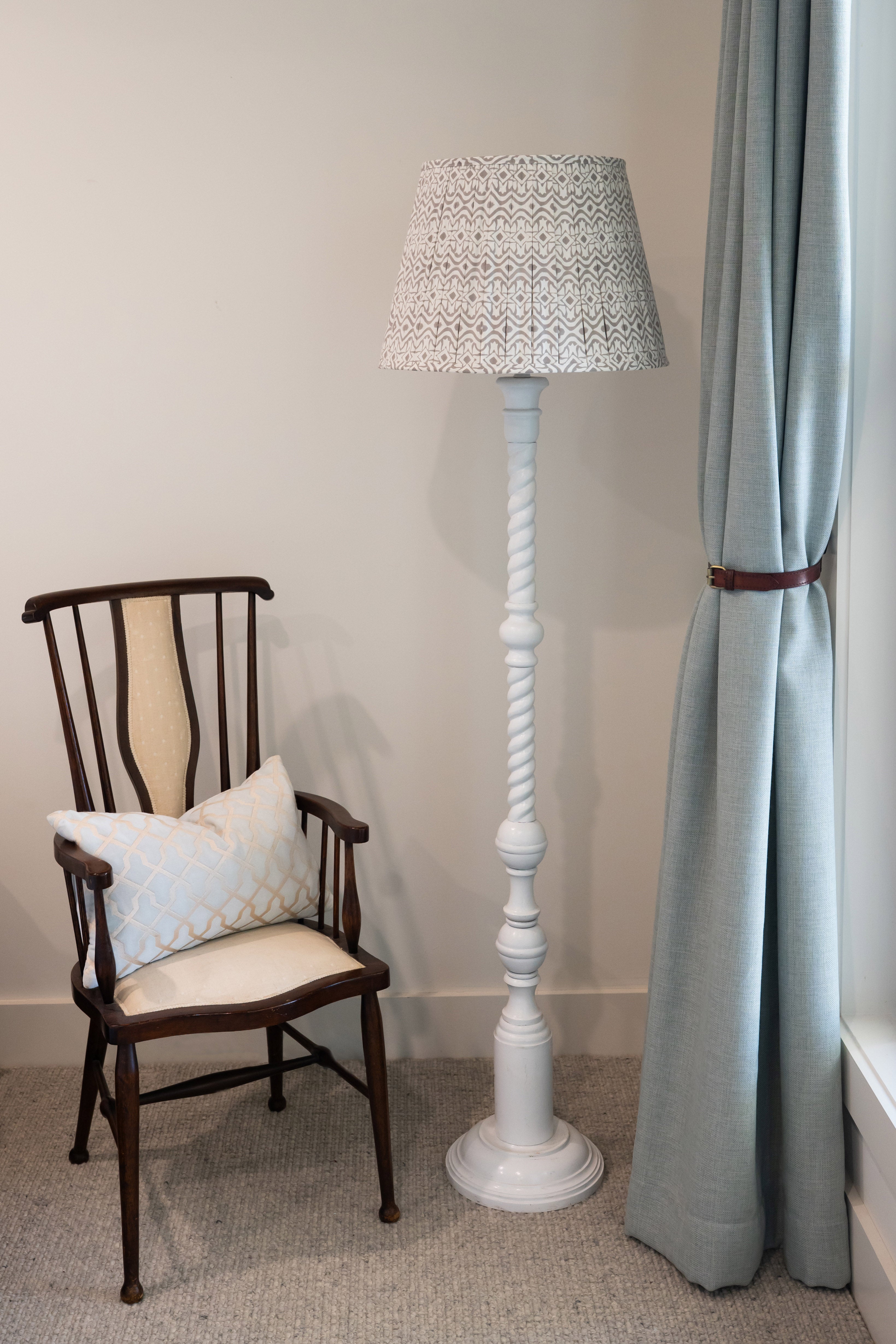 Lamp Shade Block Print Geo Grey