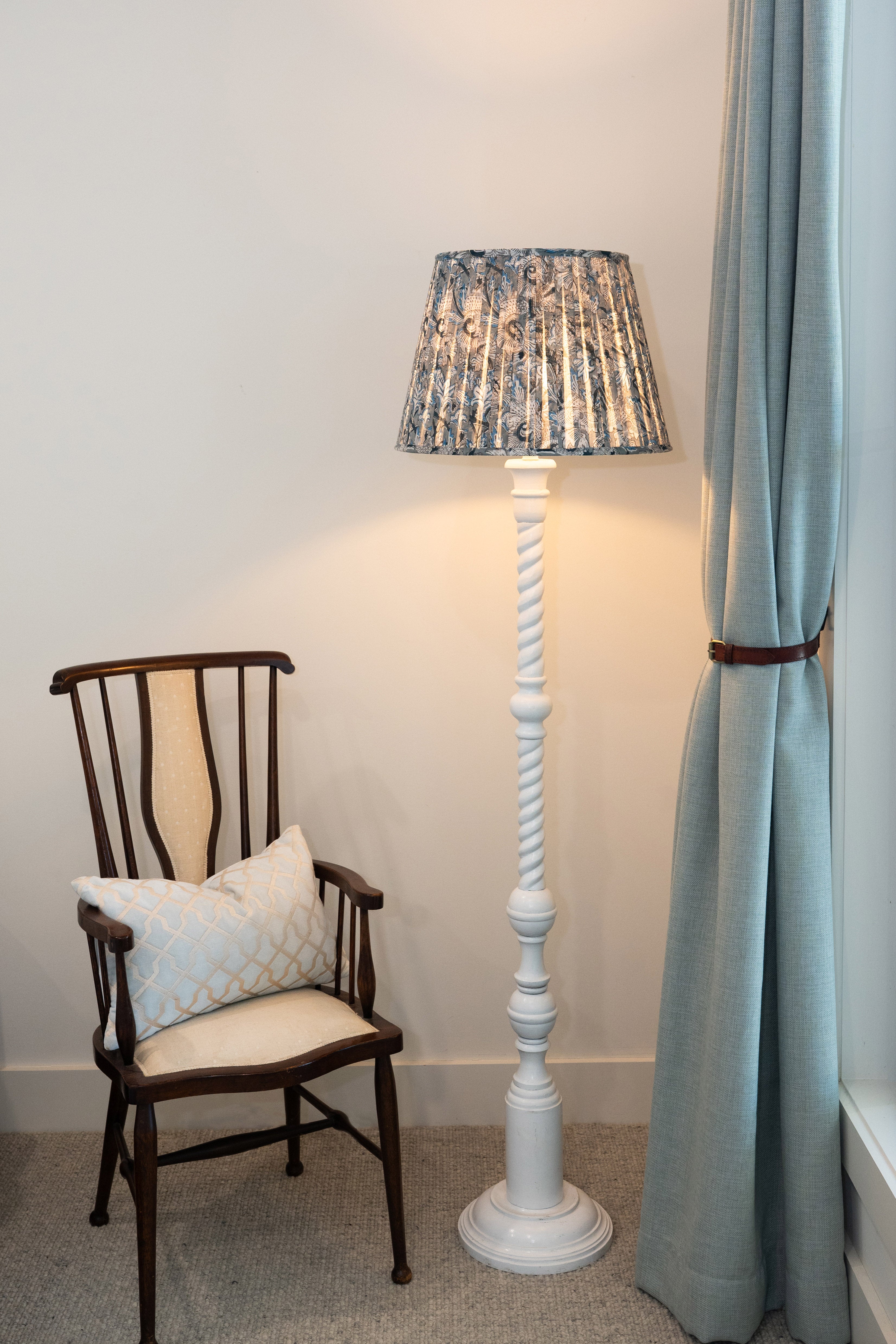Lamp Shade Block Print Fleur Blue