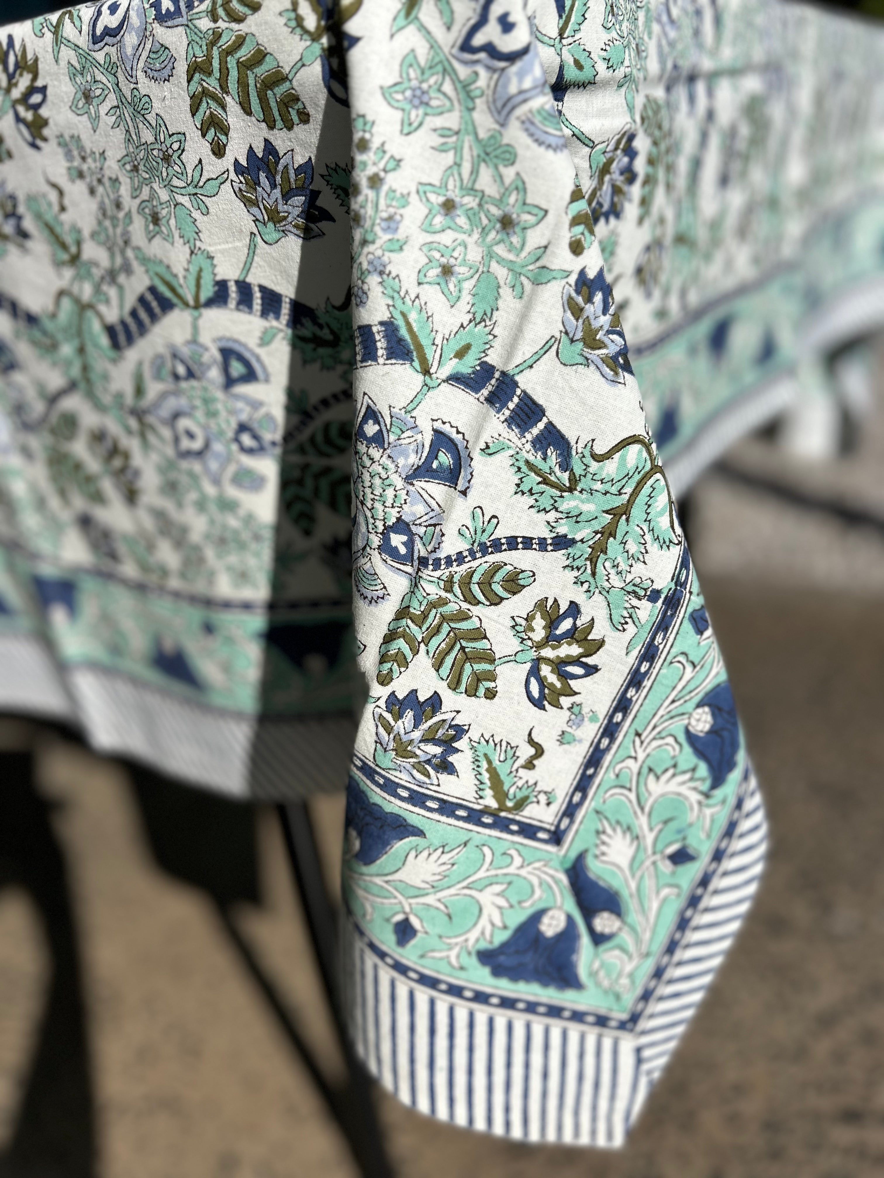 Block Printed Table Cloth 150 x 220cm Edwina