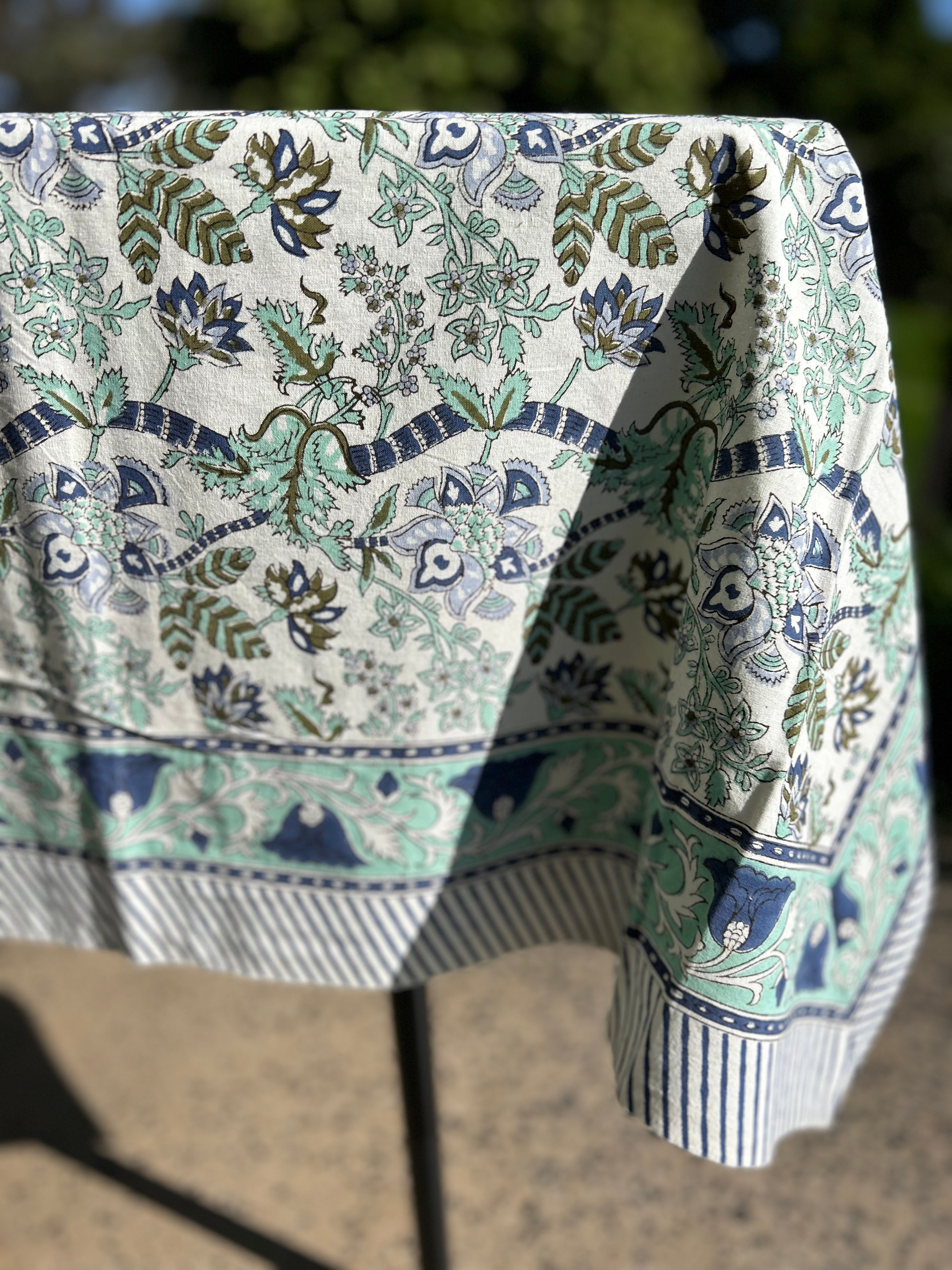 Block Printed Table Cloth 150 x 220cm Edwina