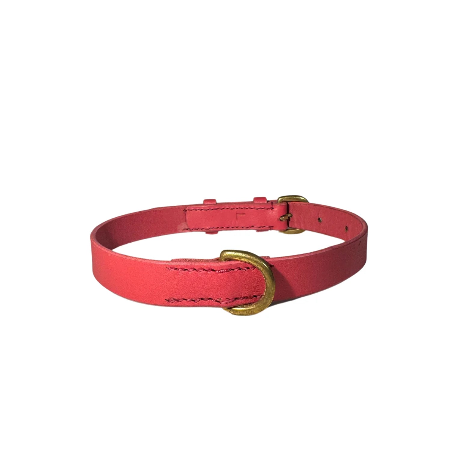 Red leather dog collar Large