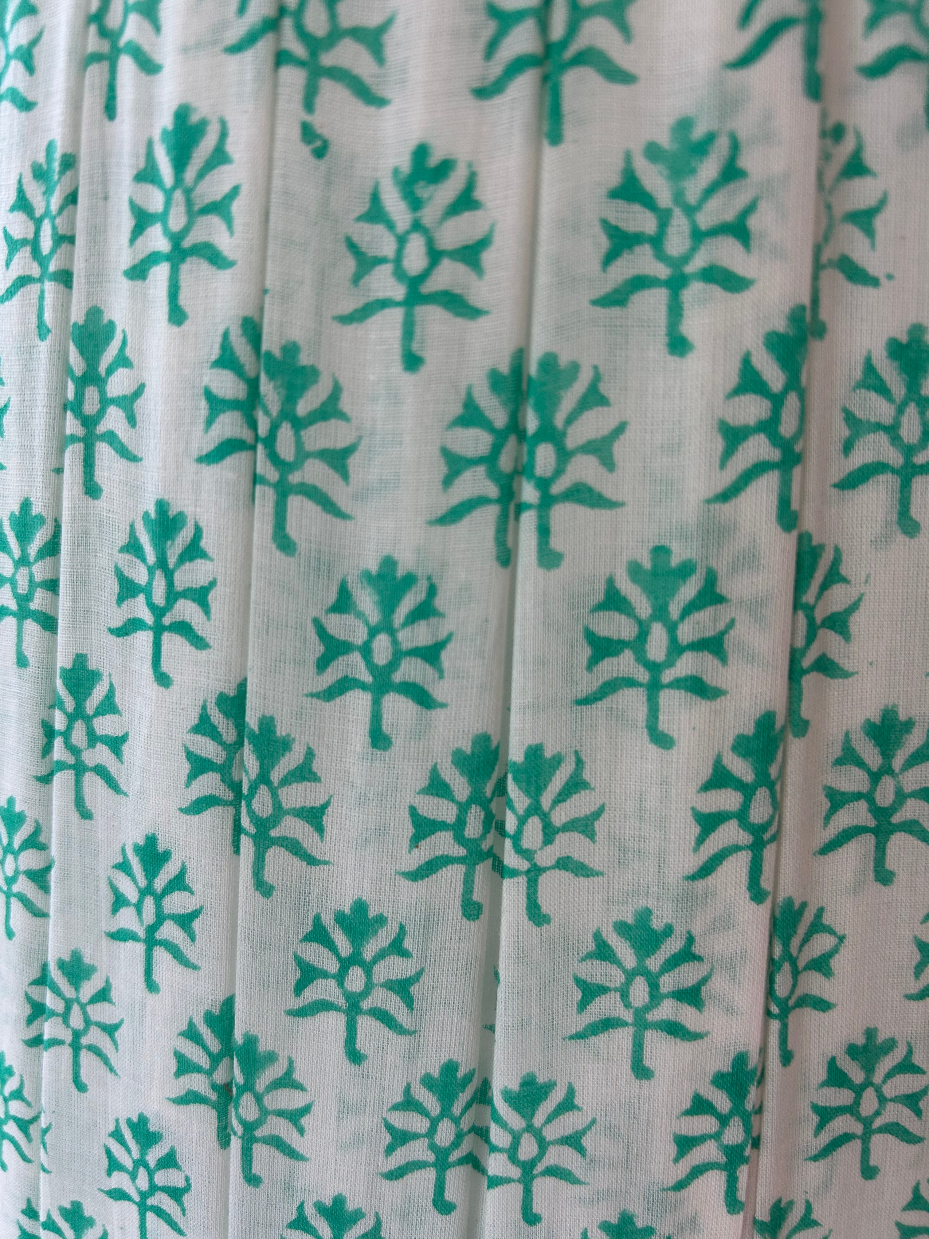 Lamp Shade Block Print Turquoise