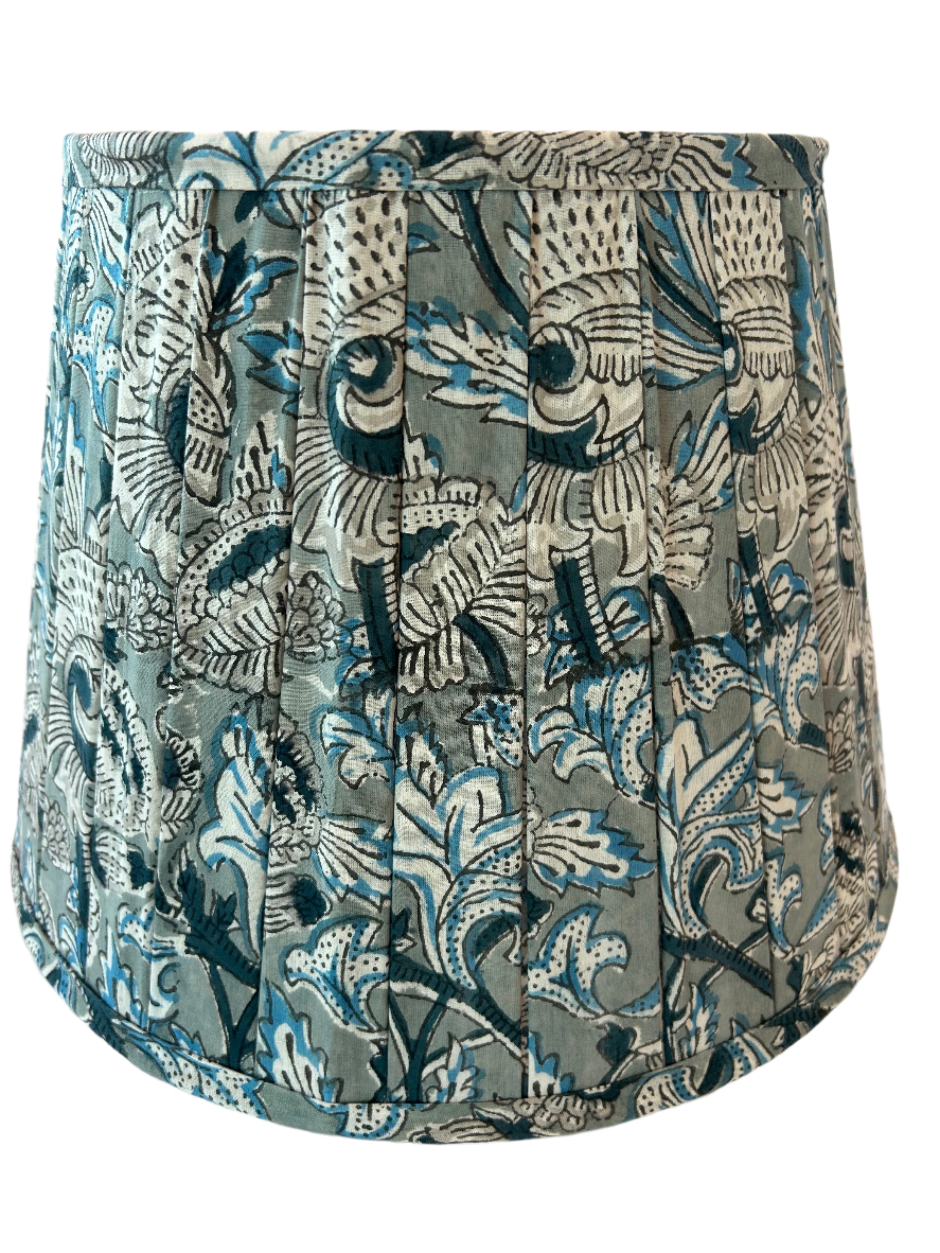 Lamp Shade Block Print Fleur Blue