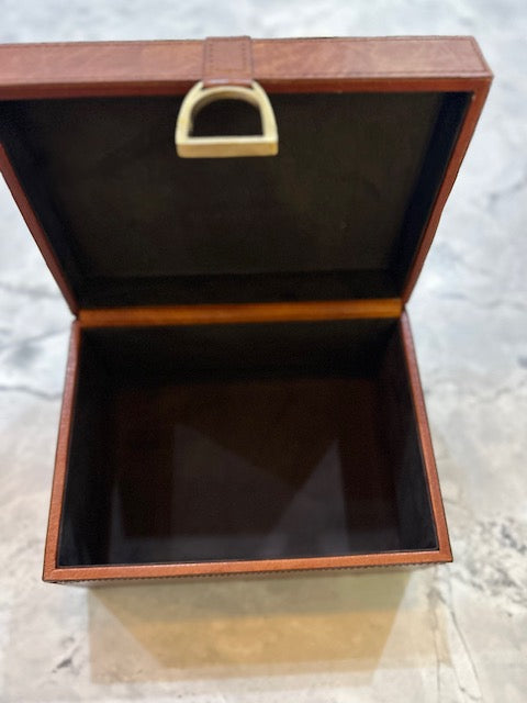 Leather Trinket Box with Stirrup Large