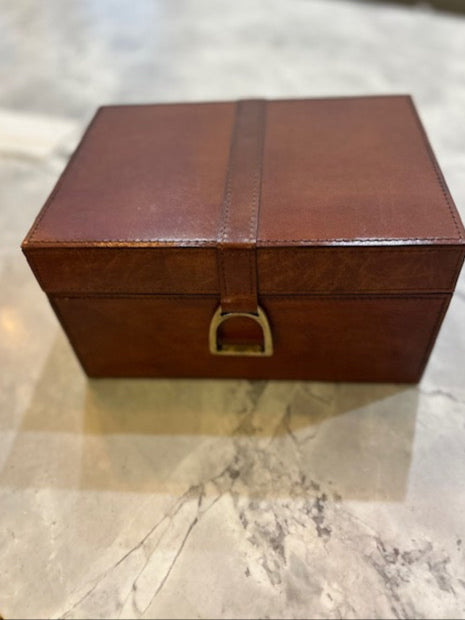 Leather Trinket Box with Stirrup Large