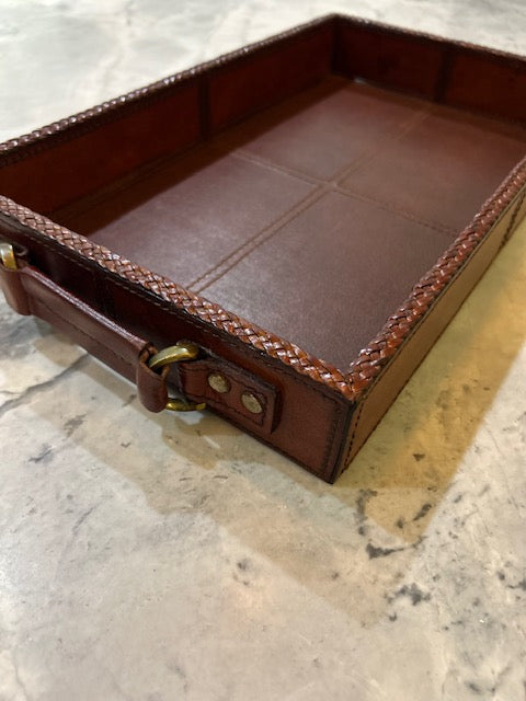 Ascot Leather Tray Braided Edge - Medium