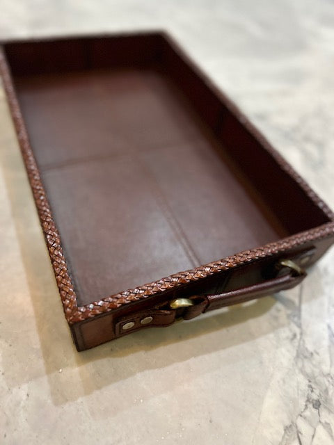 Leather Tray Braided Edge - Medium