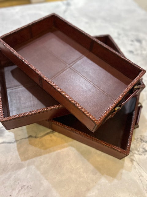 Ascot Leather Tray Braided Edge - Medium