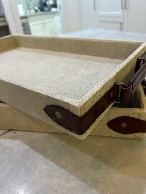Canvas & Leather Tray -  Medium