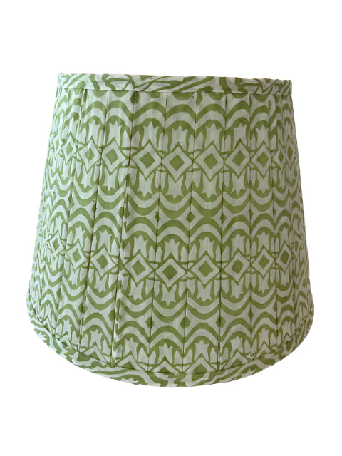Lamp Shade Block Print Geo Grass Green