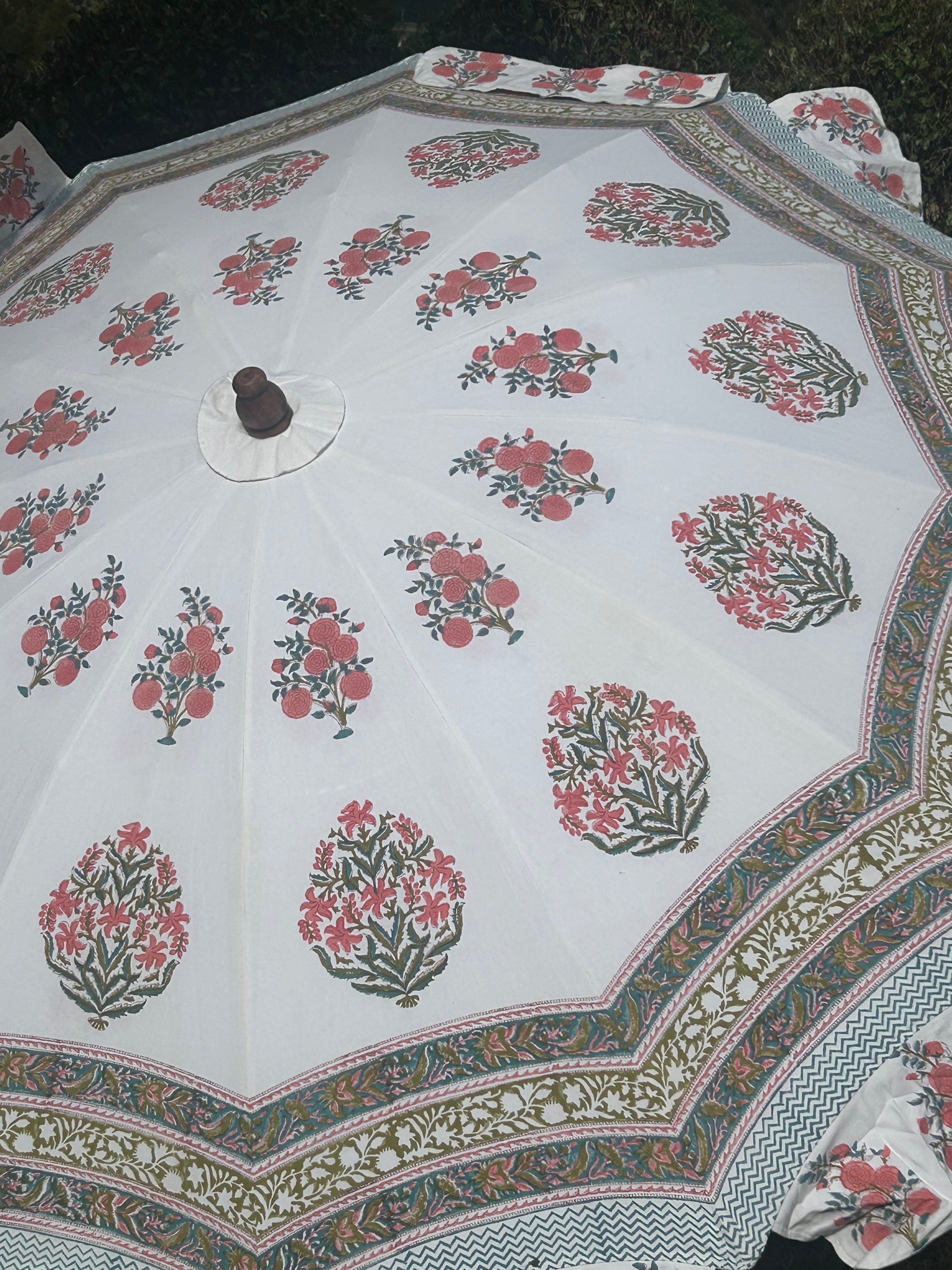 Garden Umbrella Block Print Canvas