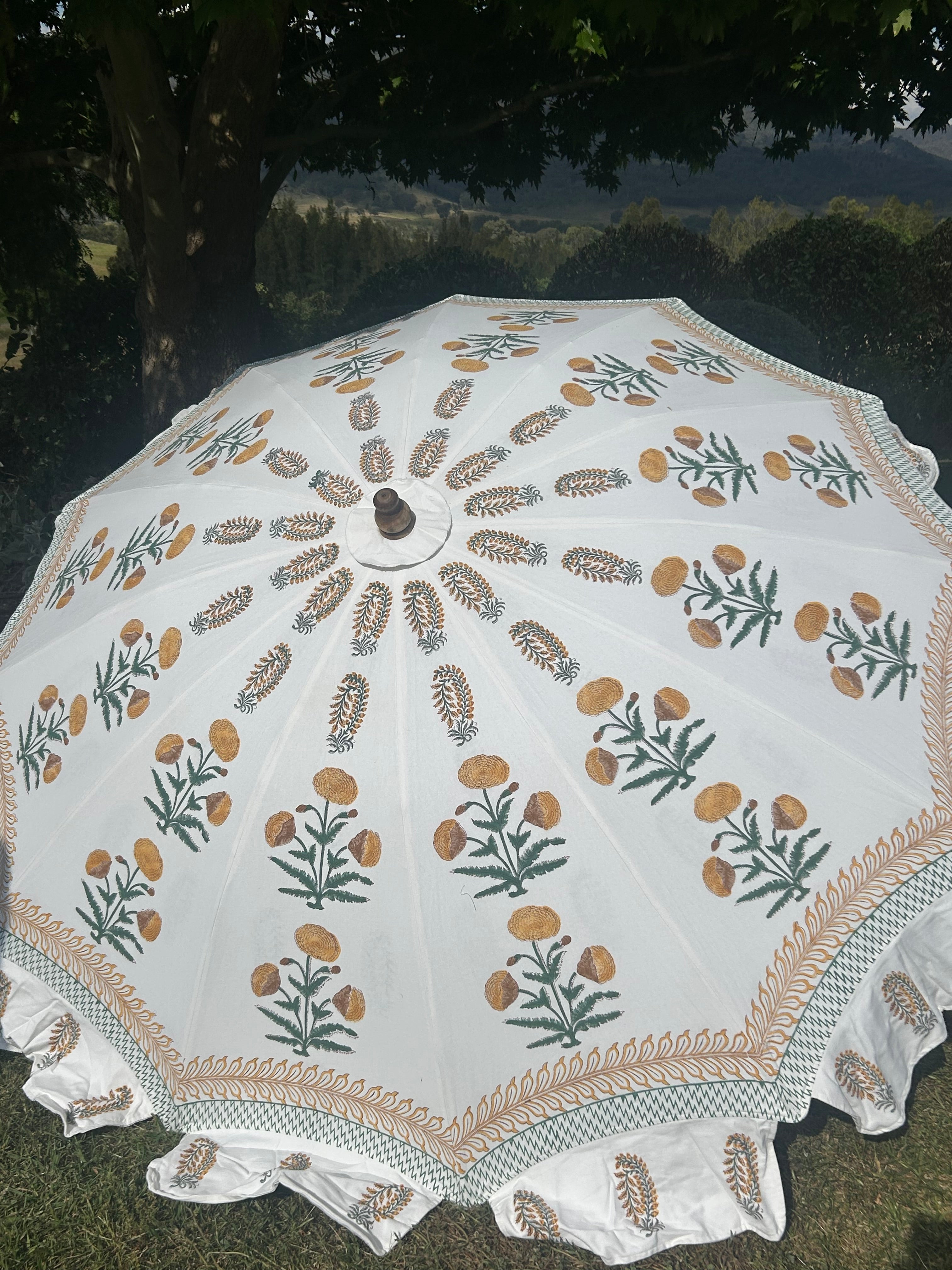 Garden Umbrella Block Print Canvas