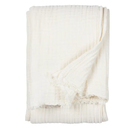 White textured blanket on a white background