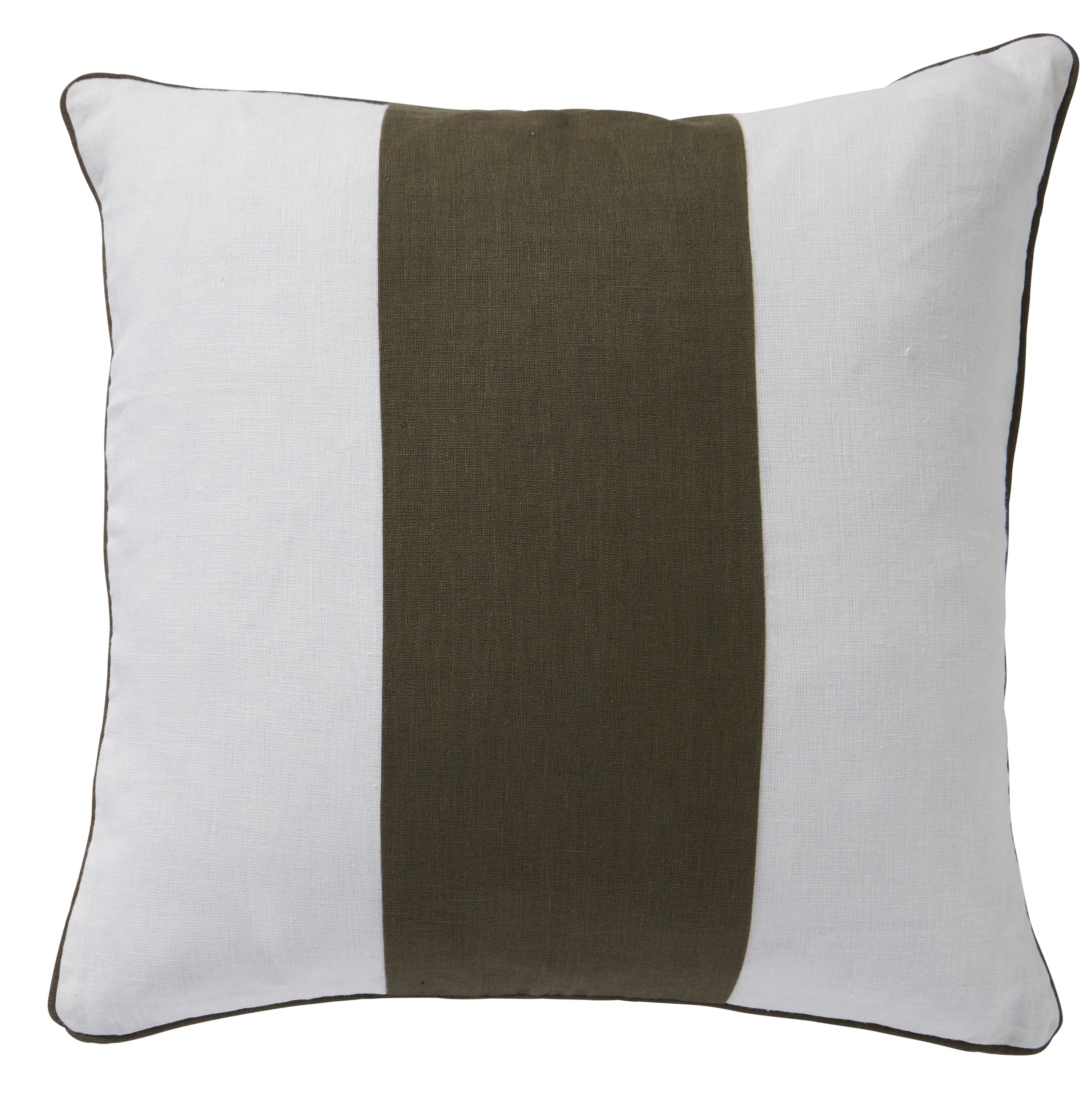 Linen Olive Stripe Cushion Cover  50x50c