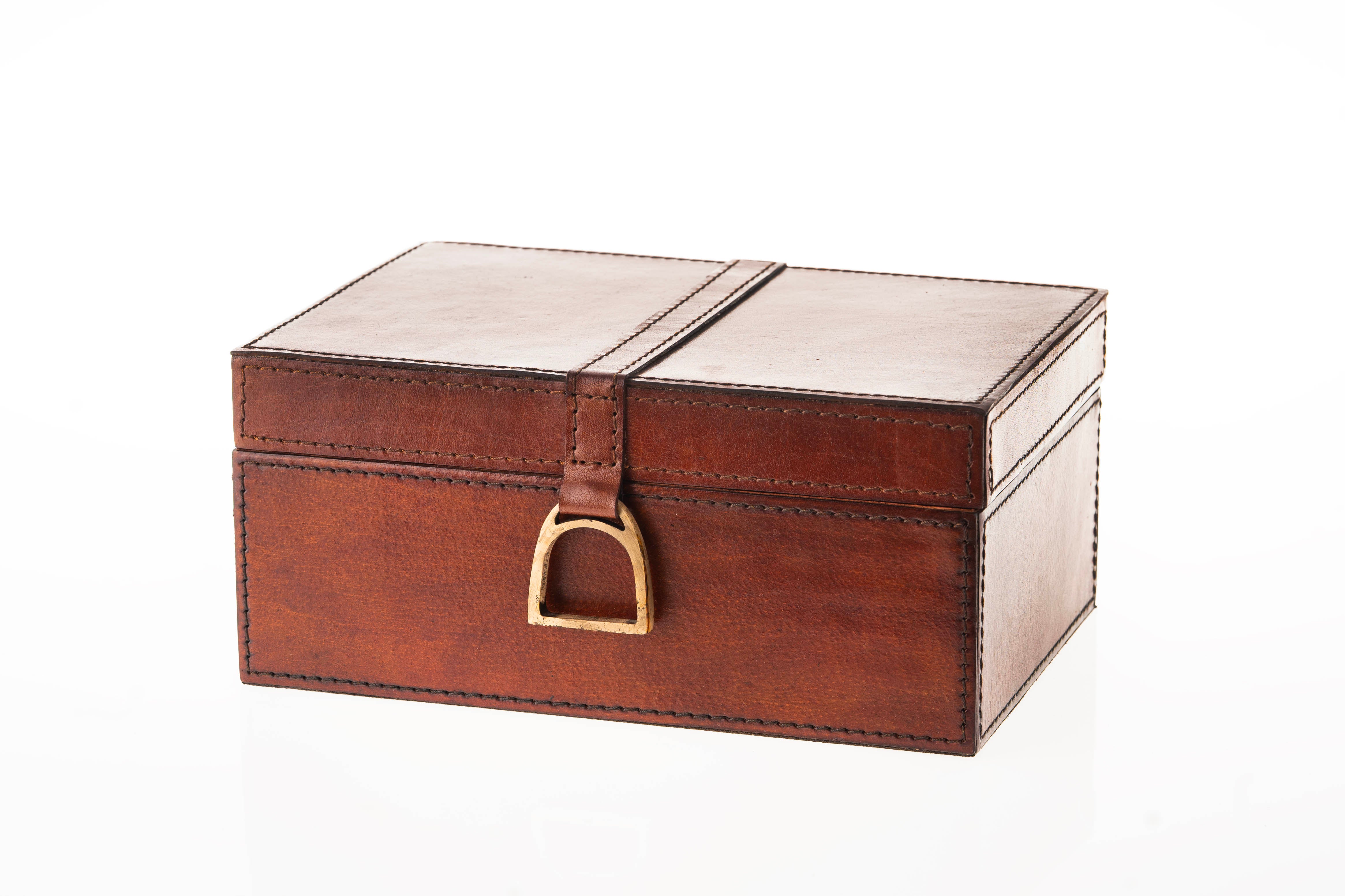 Leather Trinket Box with Stirrup Medium