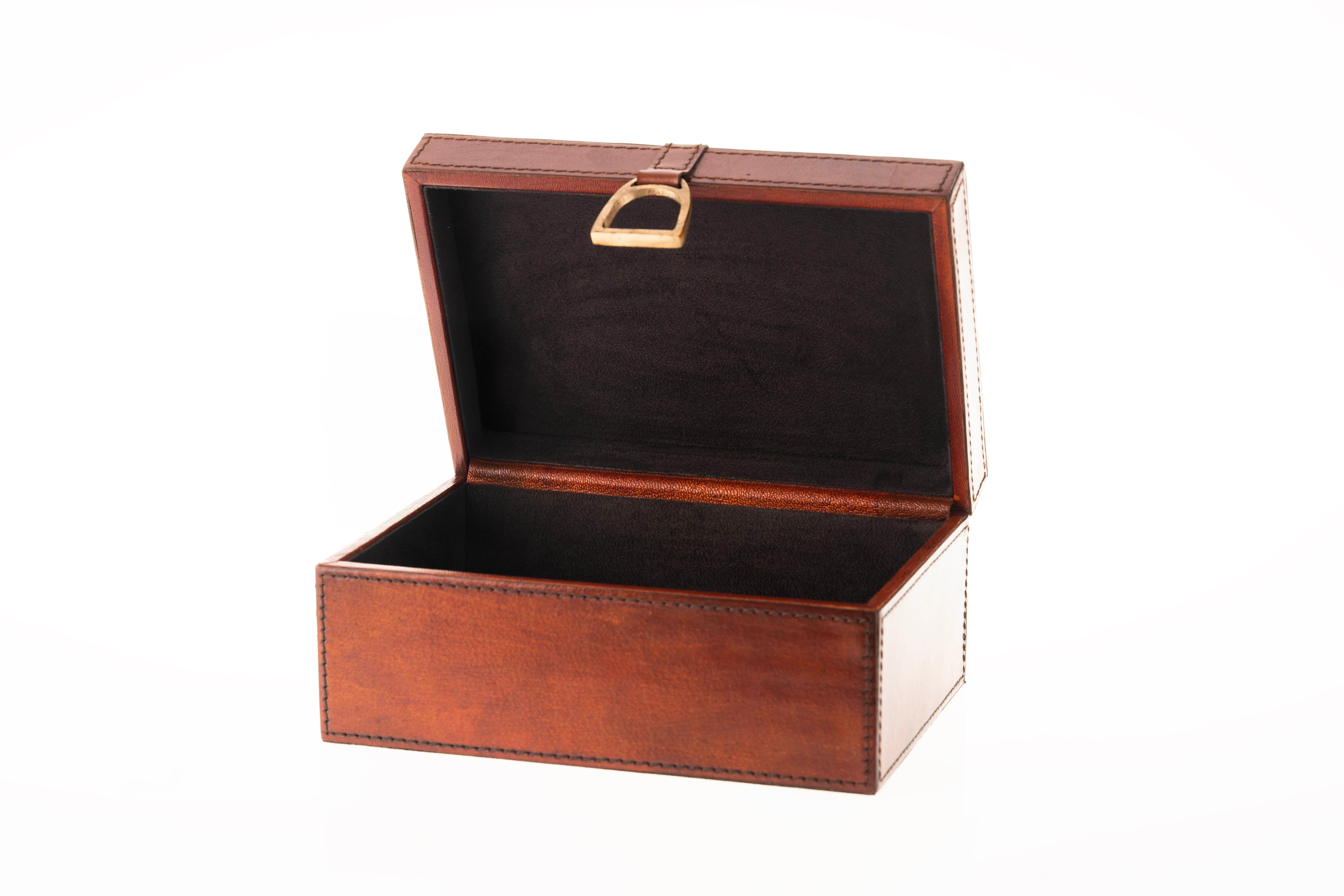 Leather Trinket Box with Stirrup Medium